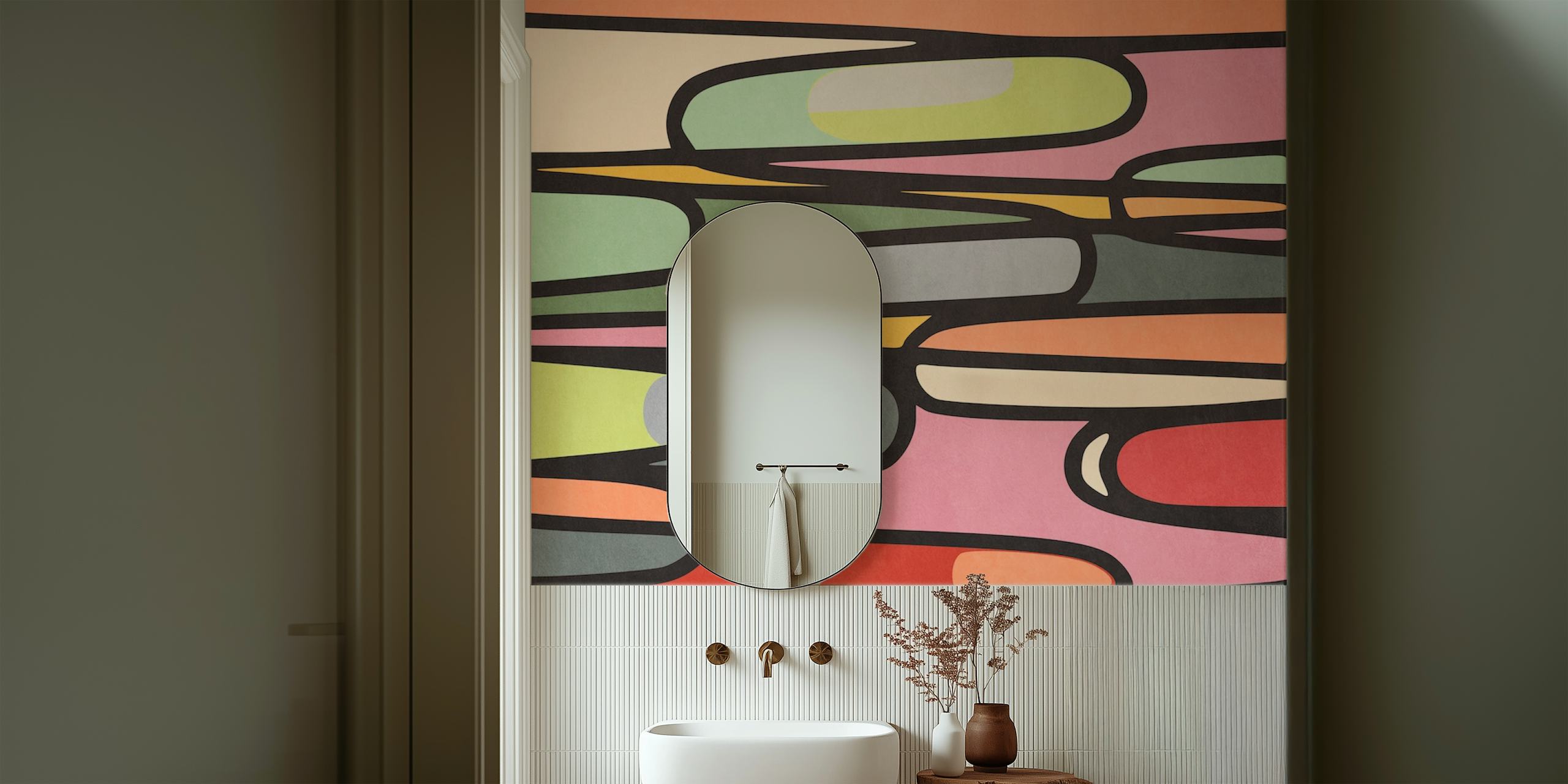 Colorful Avenues 1 wallpaper displayed in a room