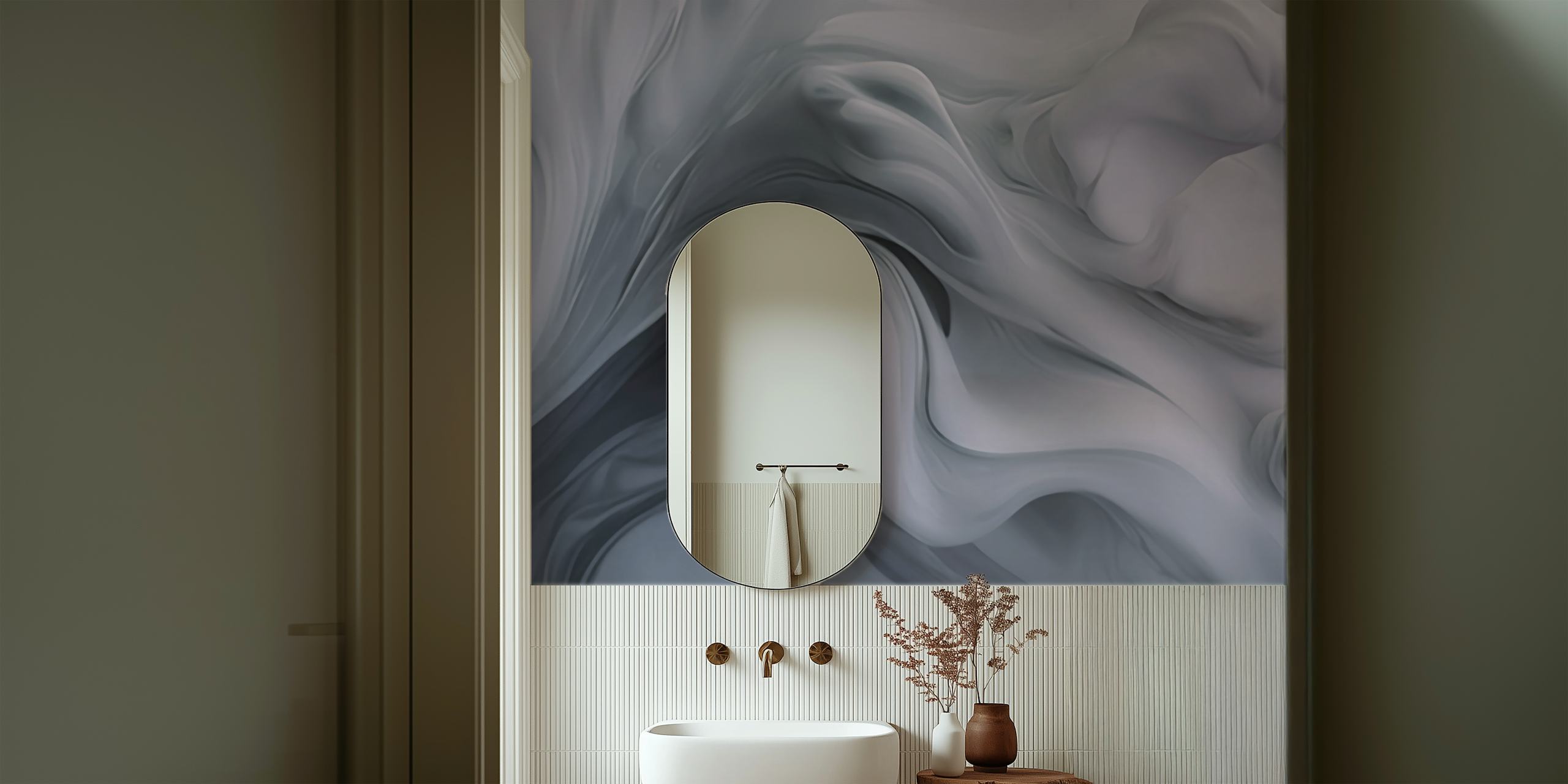 Ethereal fluid grey tapet i et rom