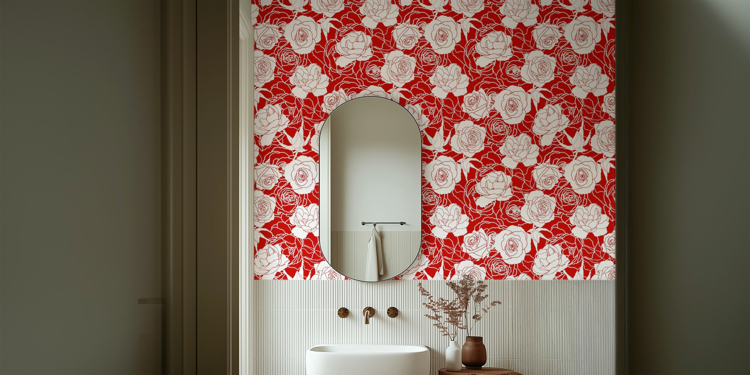 Seamless Roses 4 wallpaper in een kamer