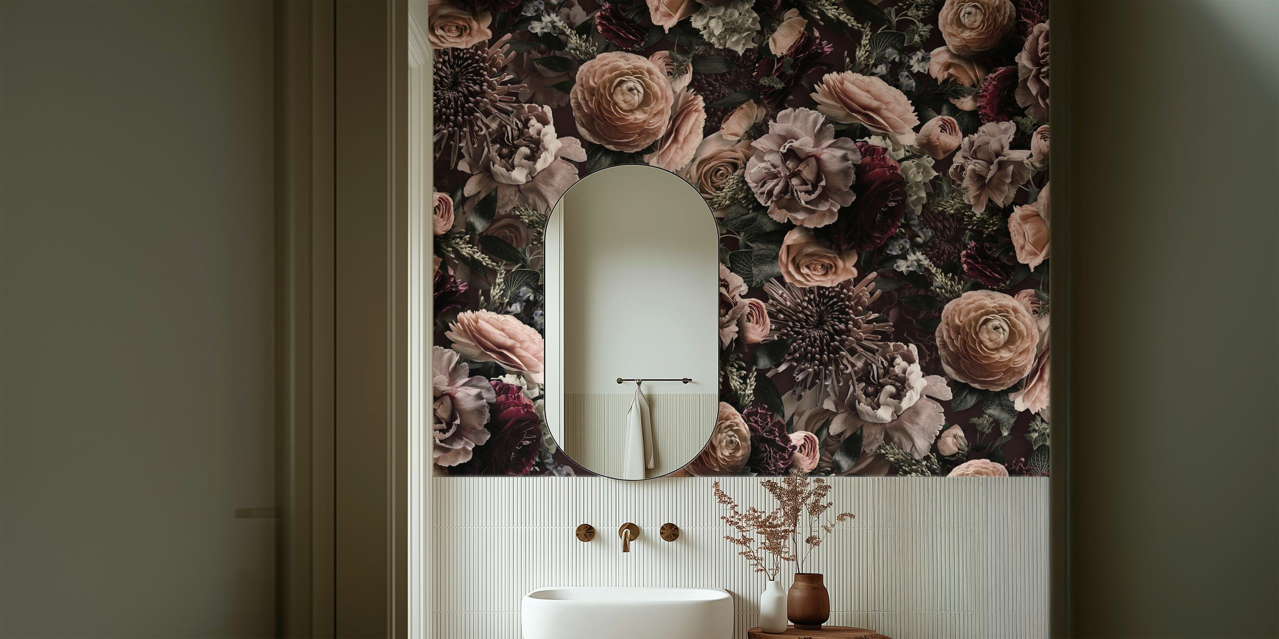 Baroque floral wallpaper design in a room