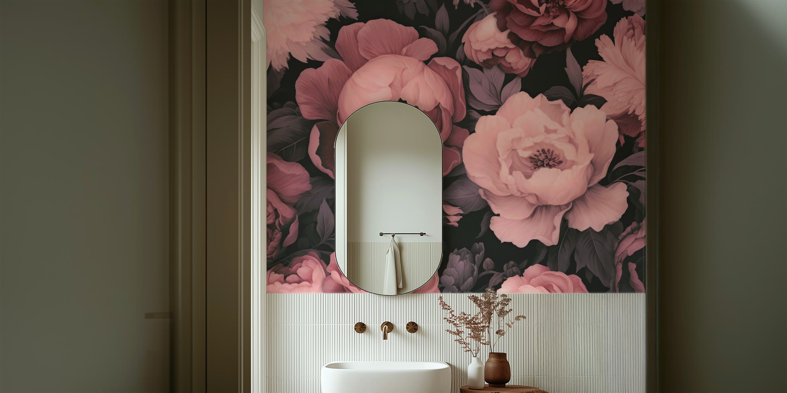 Papel de parede Opulent Baroque Floral em um quarto