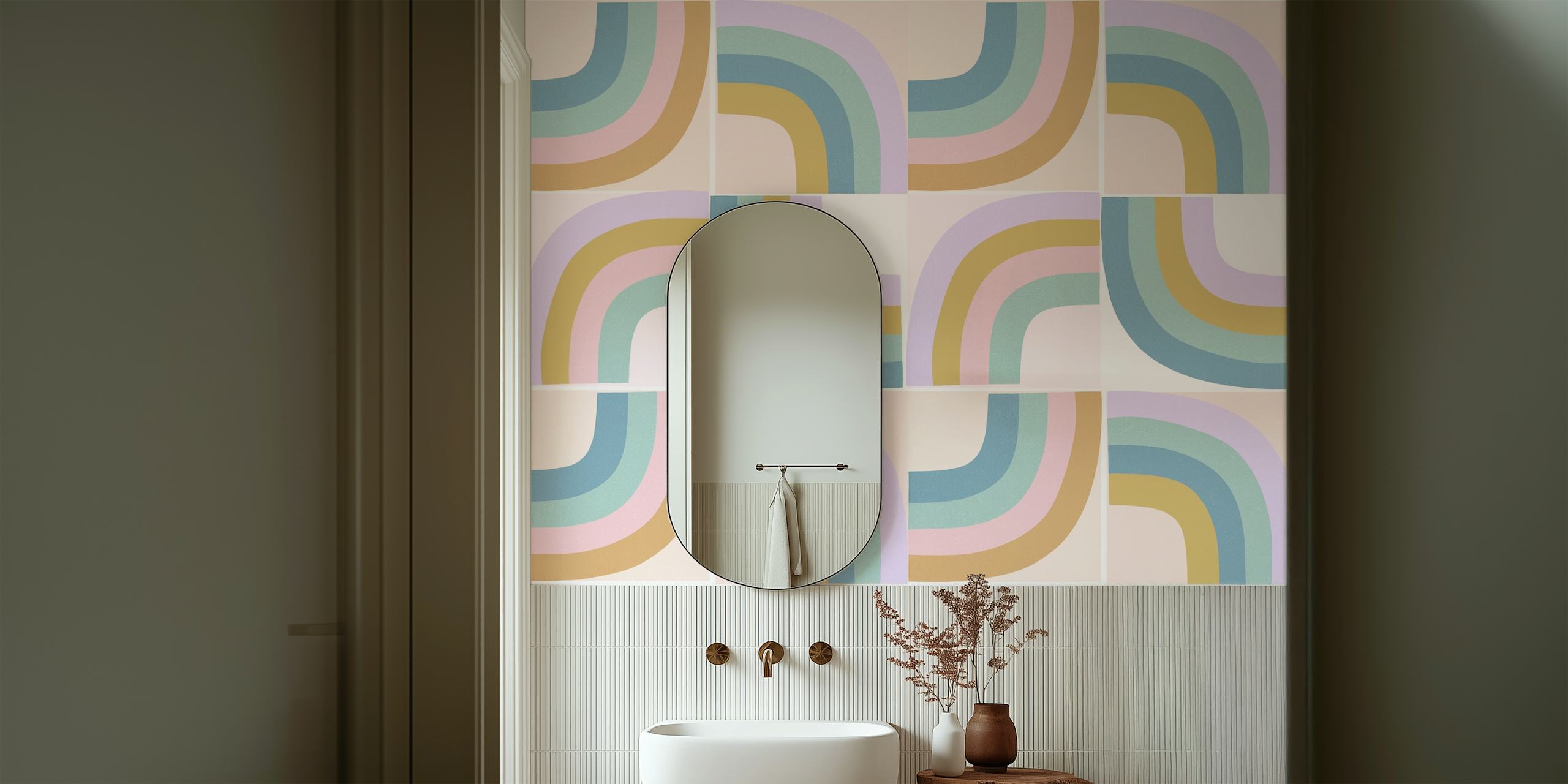 Retro Rainbow Deco Tiles i et rum