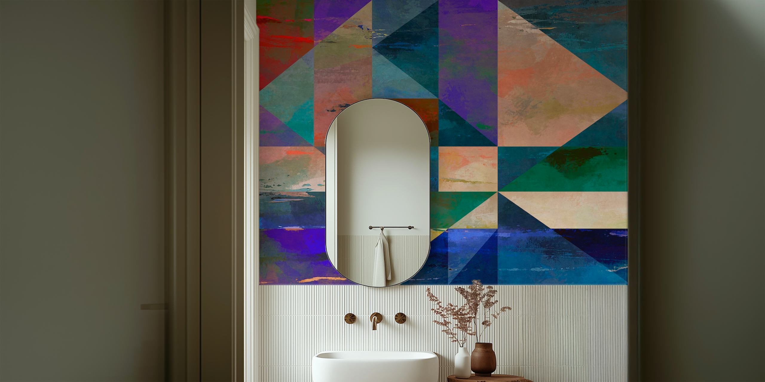 Géométrique Très Coloré 1 wall mural with colorful geometric shapes