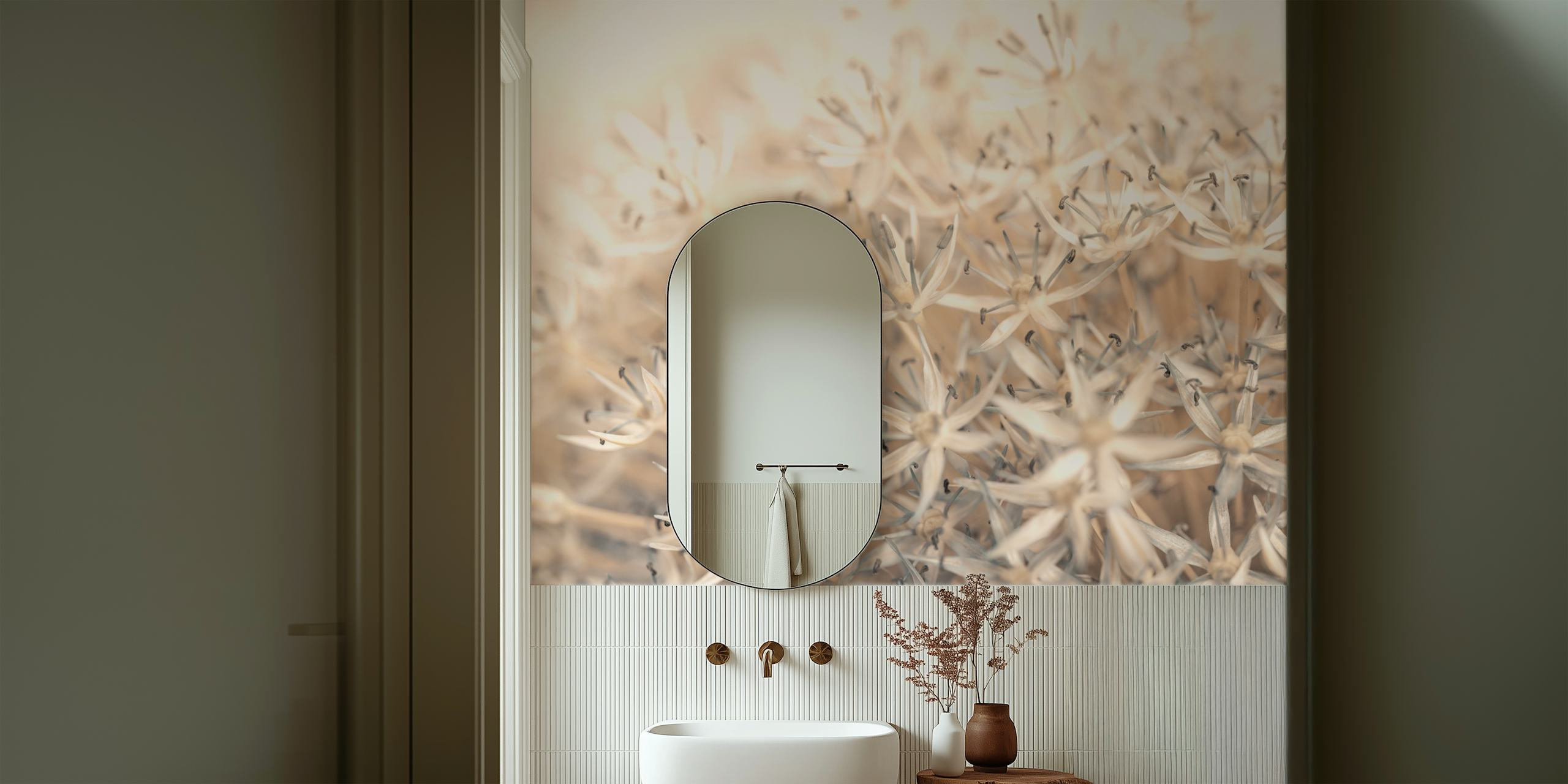 Carta da parati floreale con delicate fiori di allium