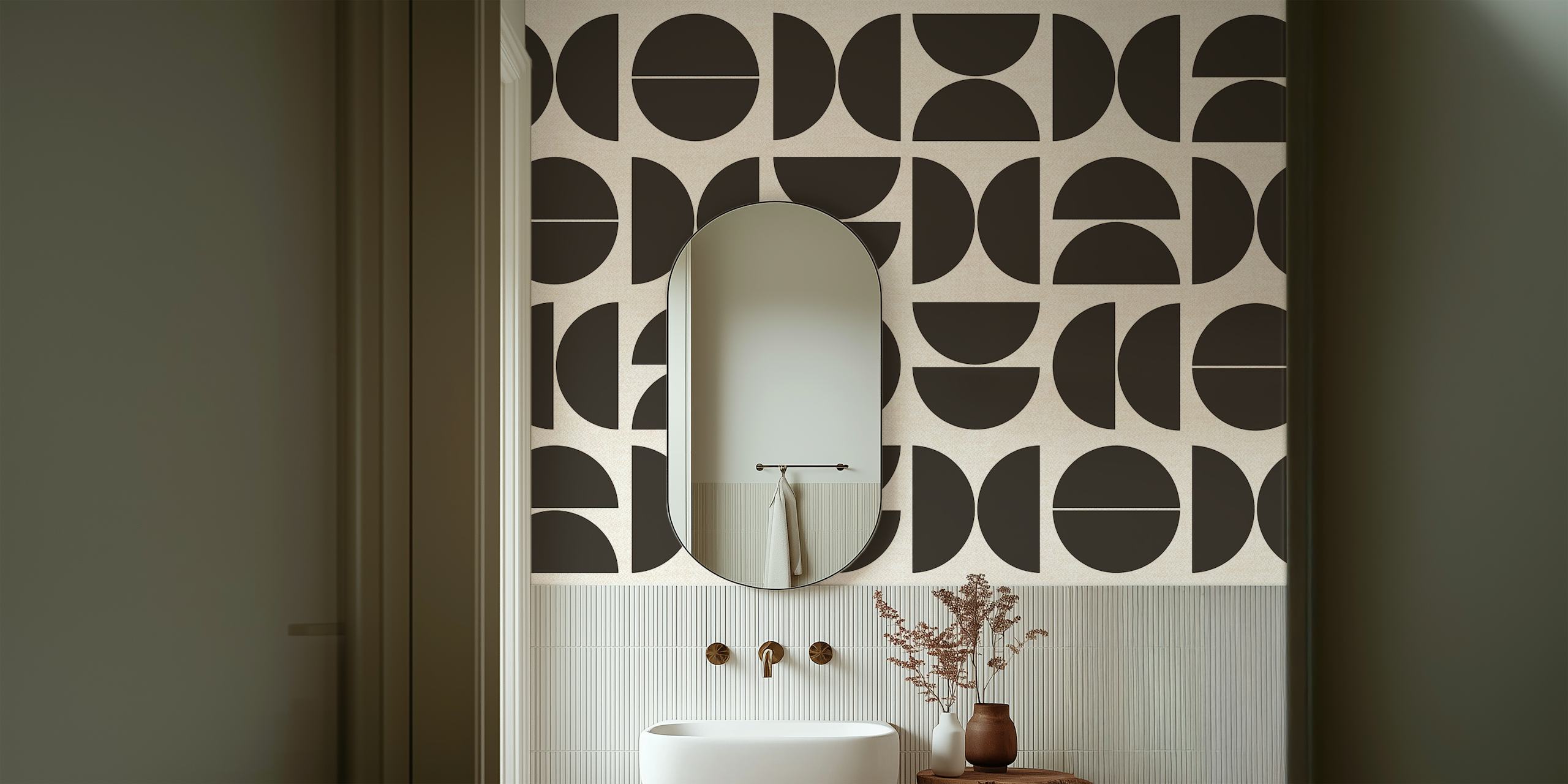 Geometric Brown Bauhaus Wallpaper Design