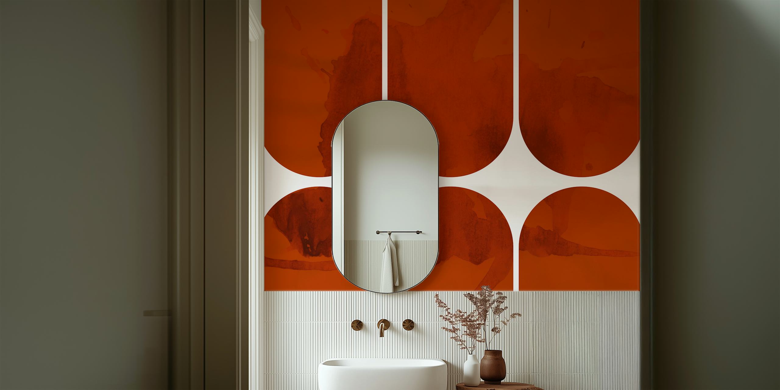 Warm Mid-Century Arches in een kamer