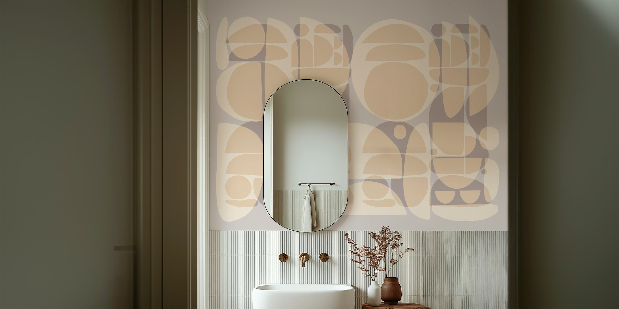 Geometric French Neutrals Bauhaus wallpaper in room