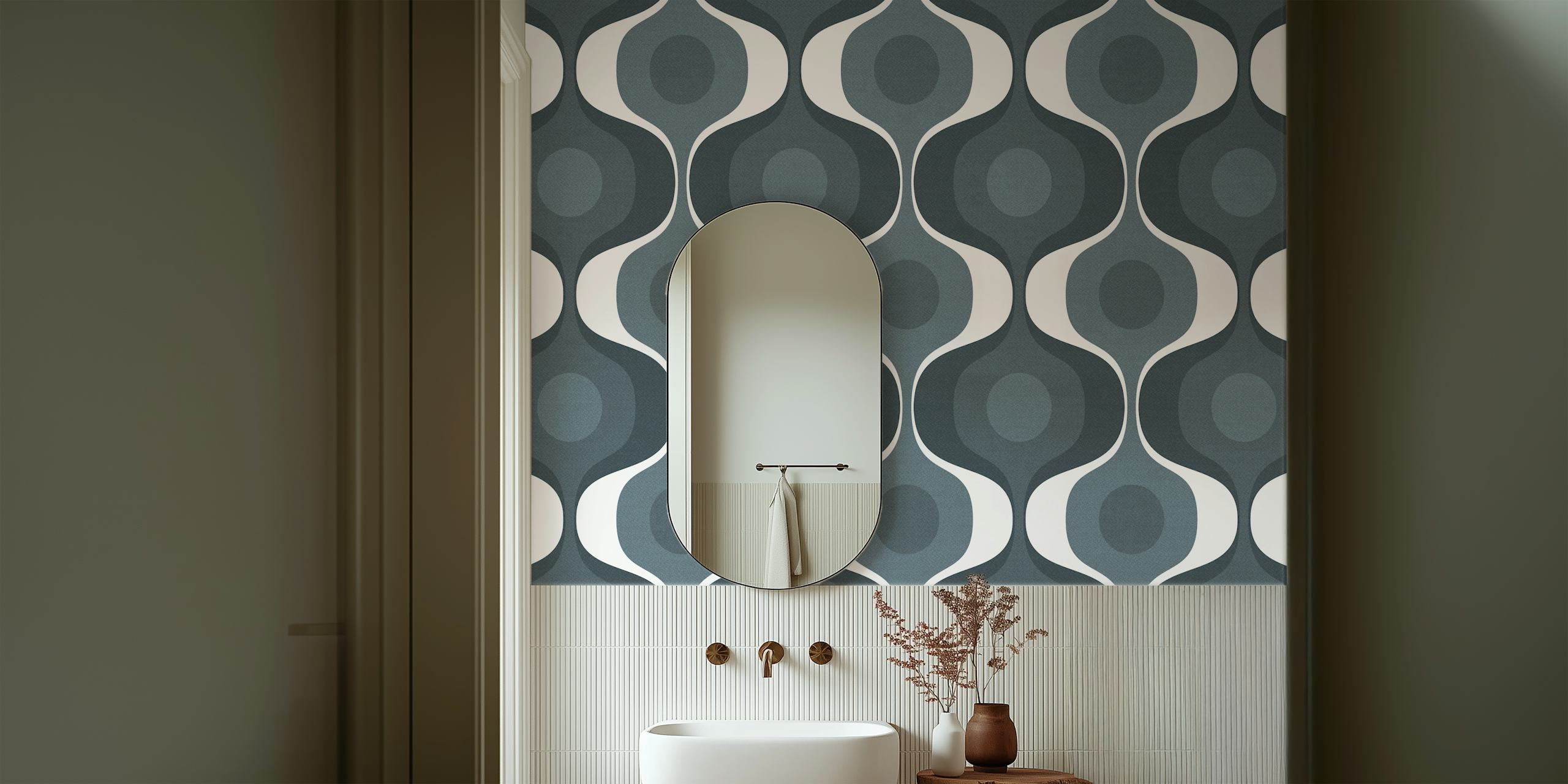 Neutral Retro 70s Luxury wallpaper in a room