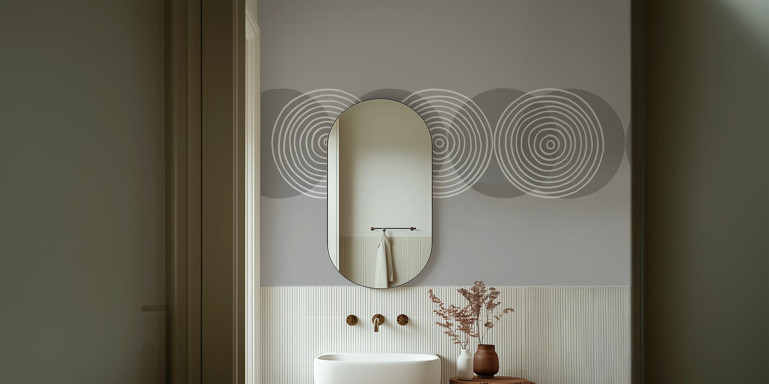 Circle minimalist modern geometry wallpaper in a room
