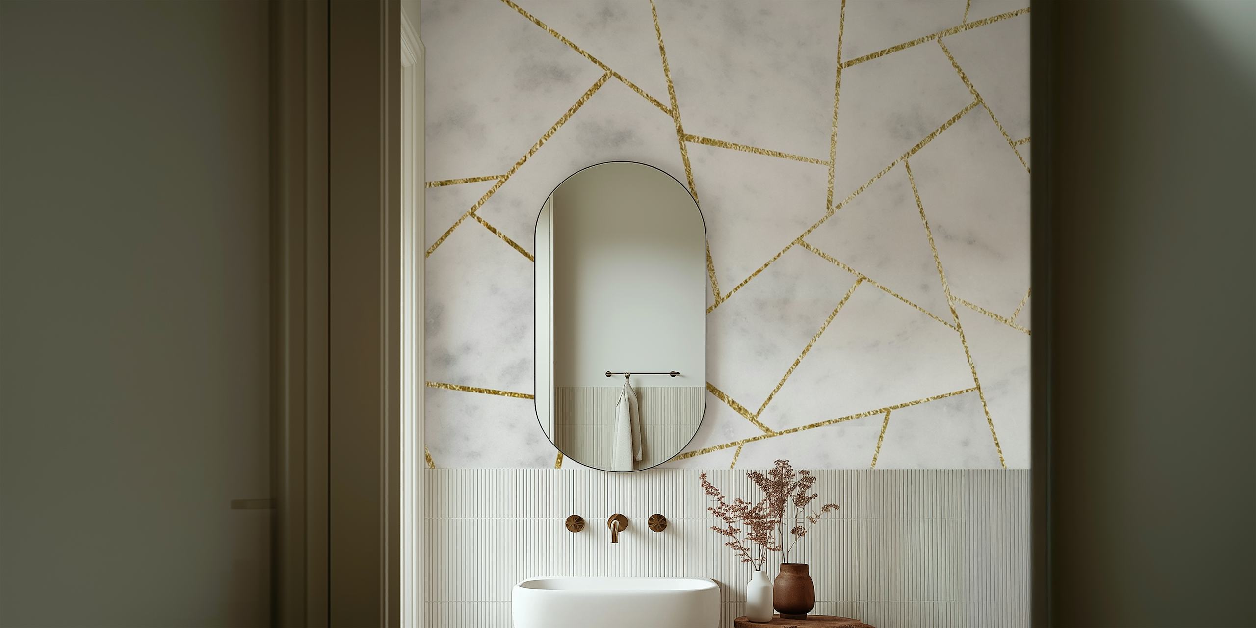 Design tapety White Marble Gold Geometric