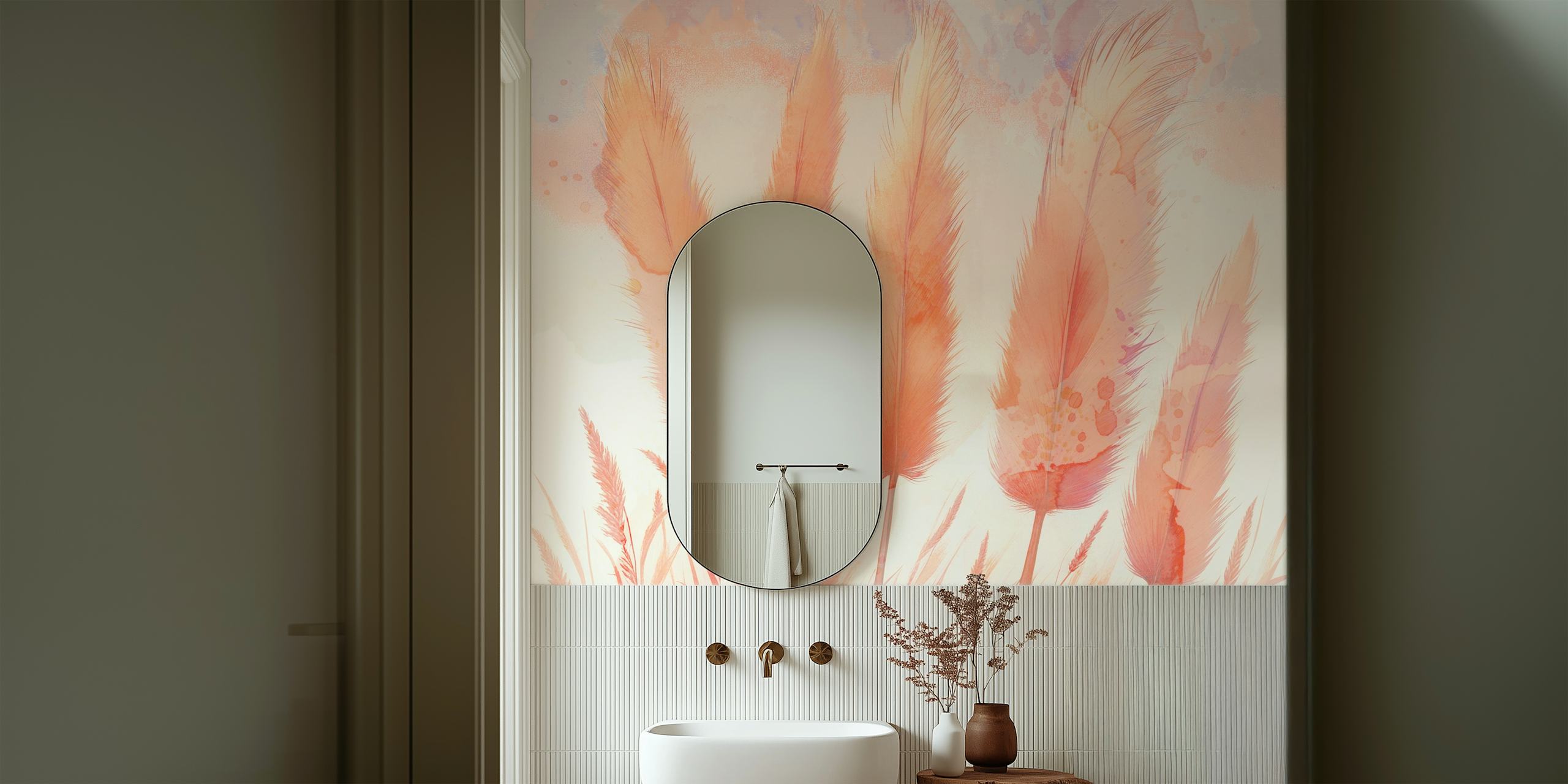 Light Surreal Grass -tapetti esitelty huoneessa