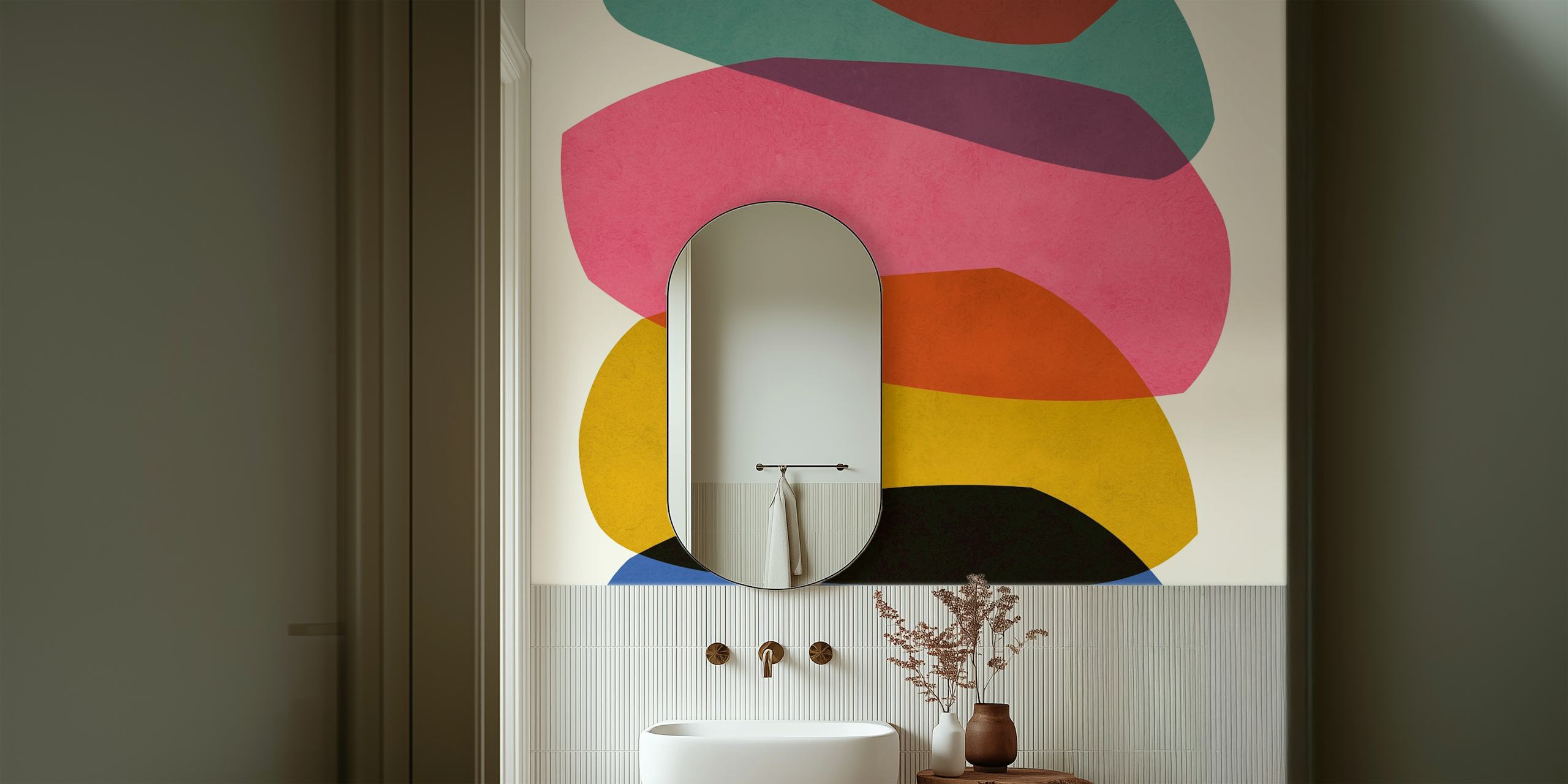 Colorful abstract shapes ταπετσαρία σε ένα δωμάτιο