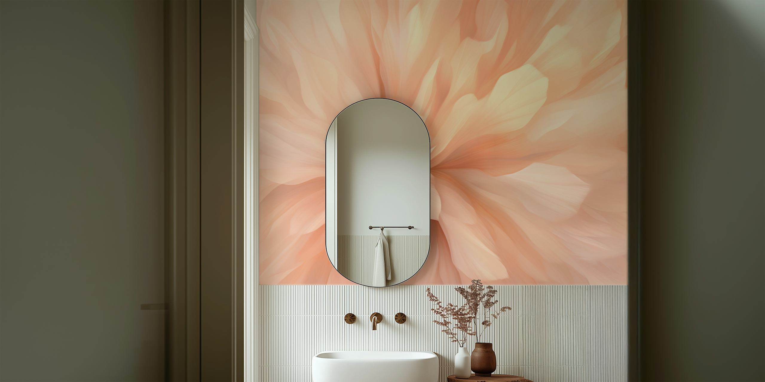 Abstract flower tapet i ett rum