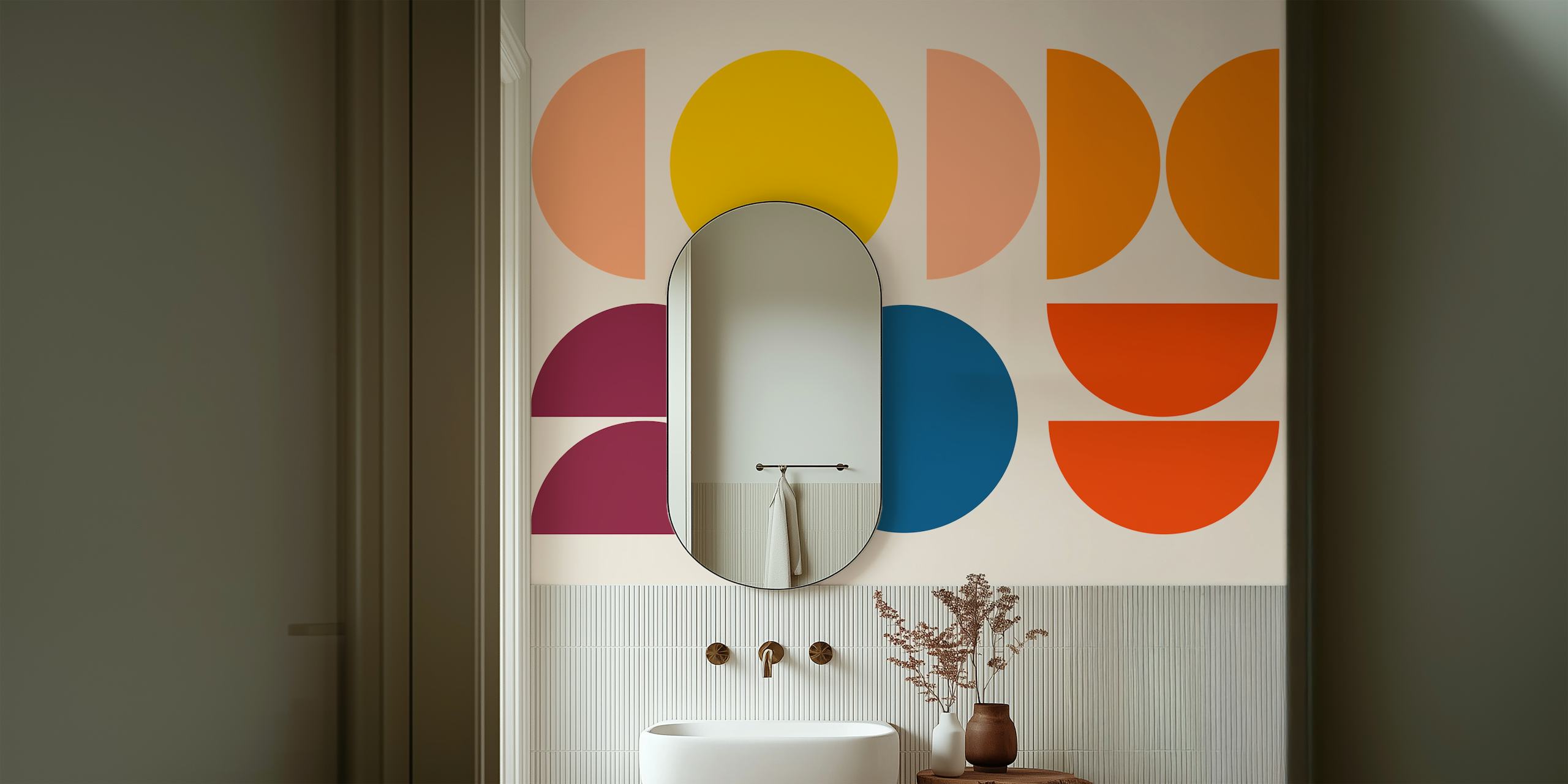 Design de papel de parede geométrico Mid Century Modern