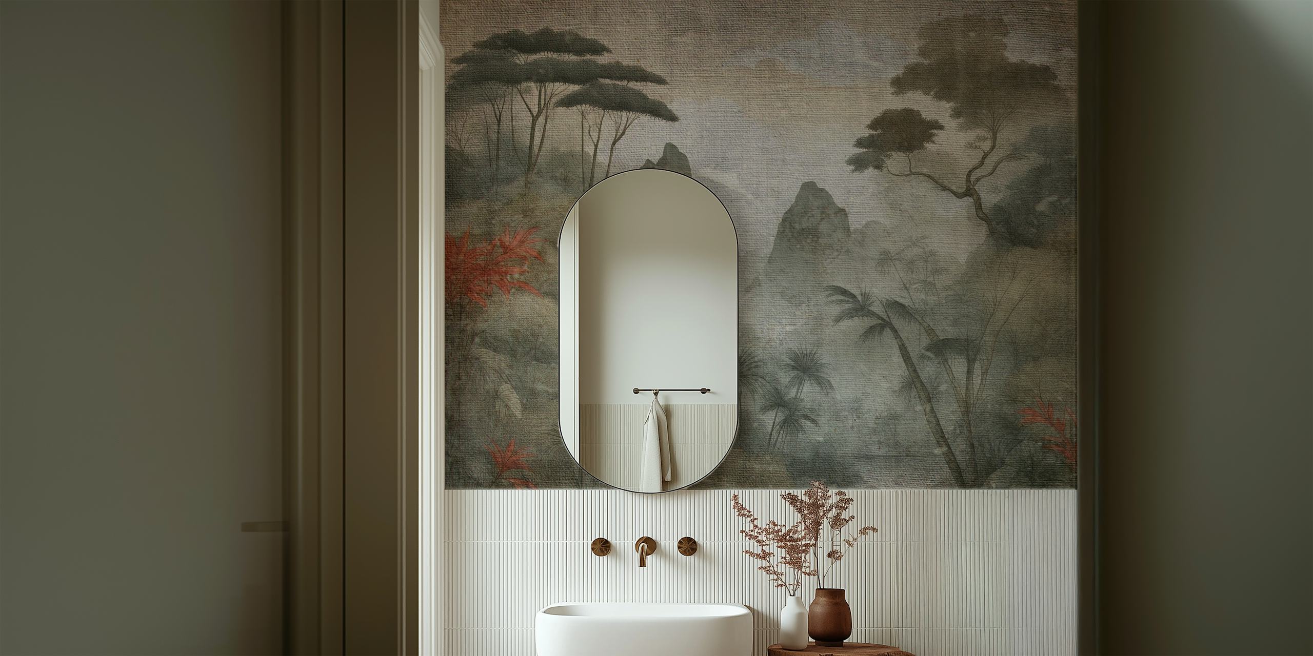 Moody Asian Forest tapetti huoneessa