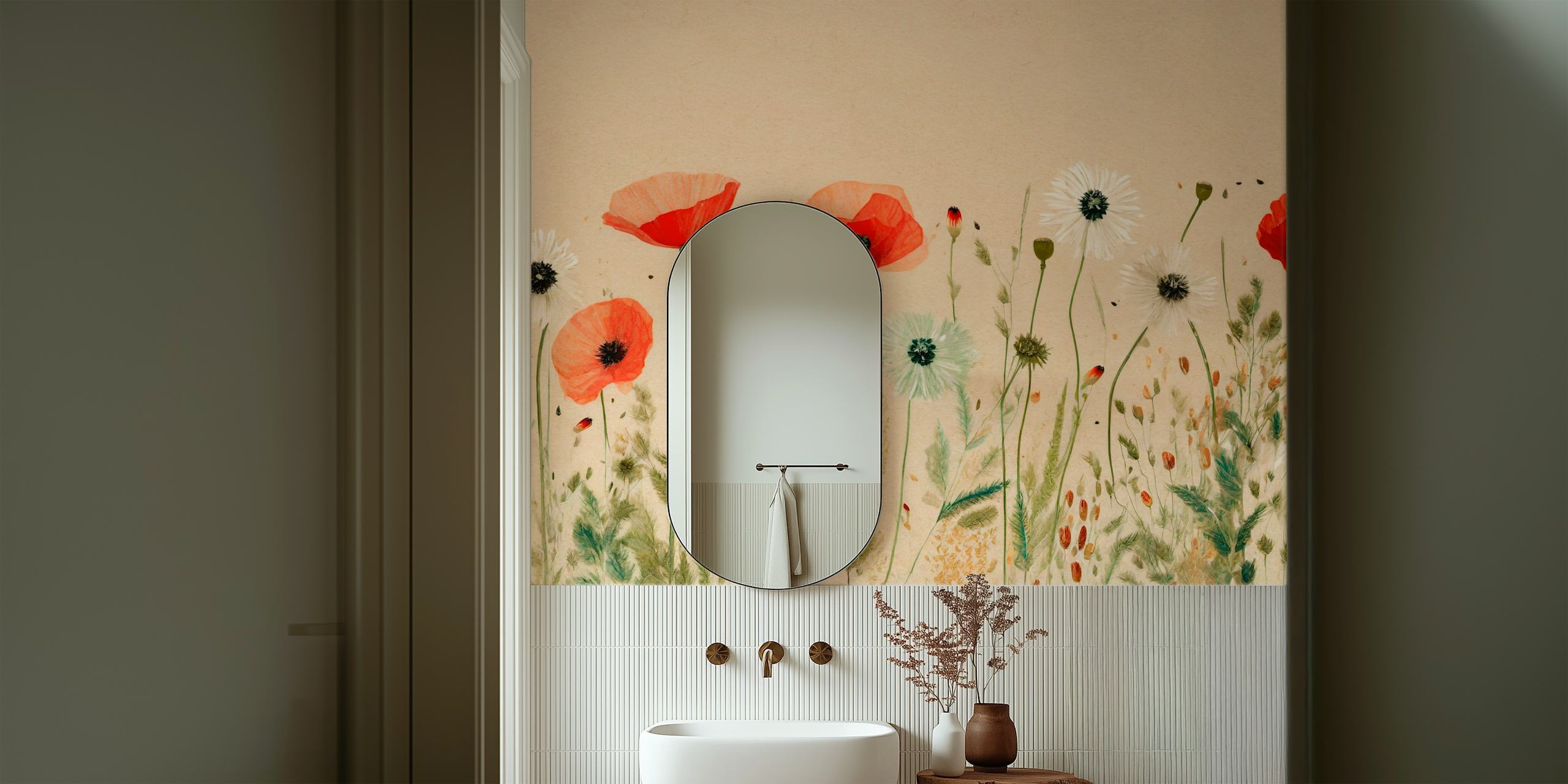 Wild meadow poppies tapetdesign