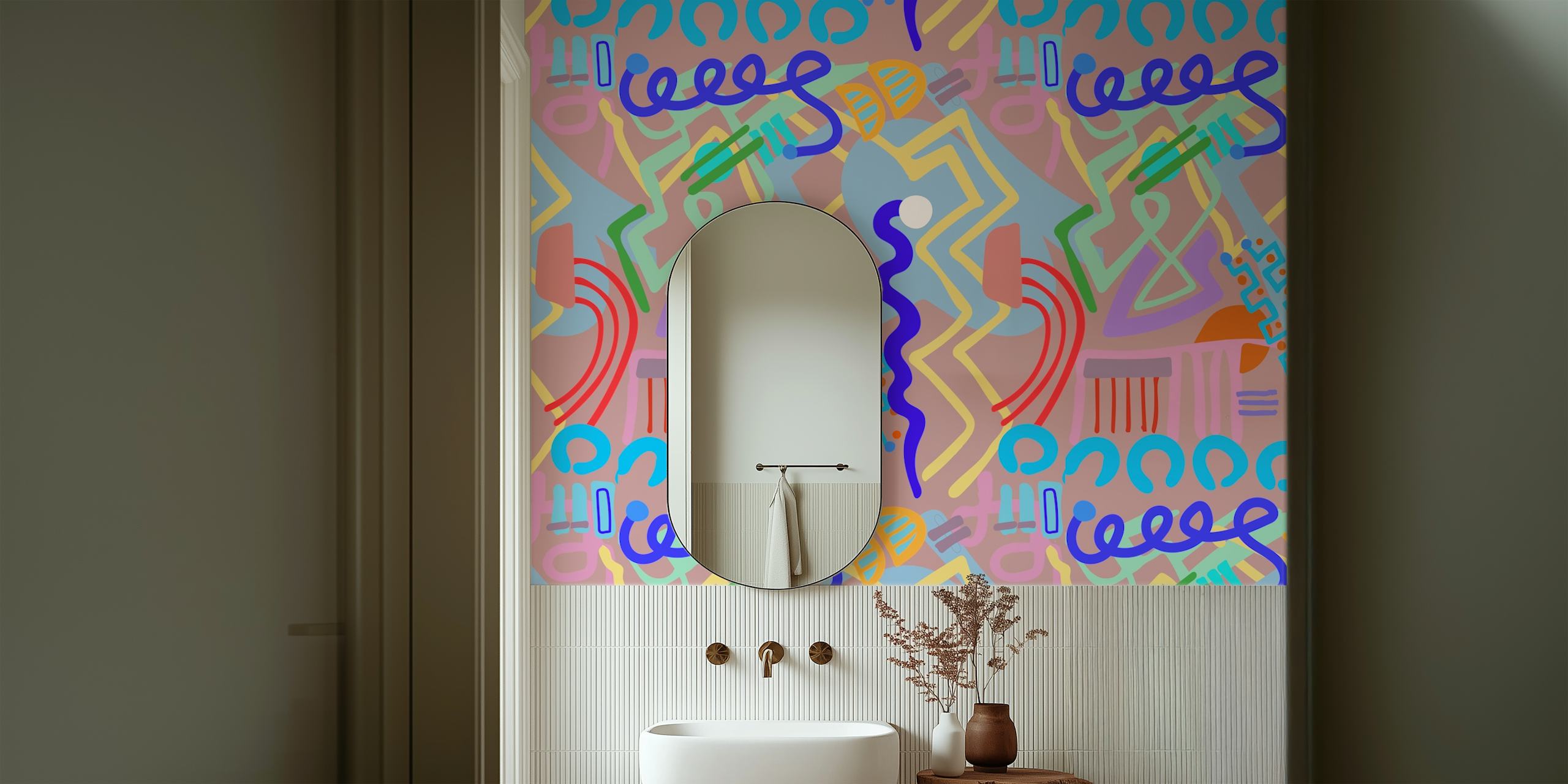 Diseño de papel pintado abstracto en una habitación