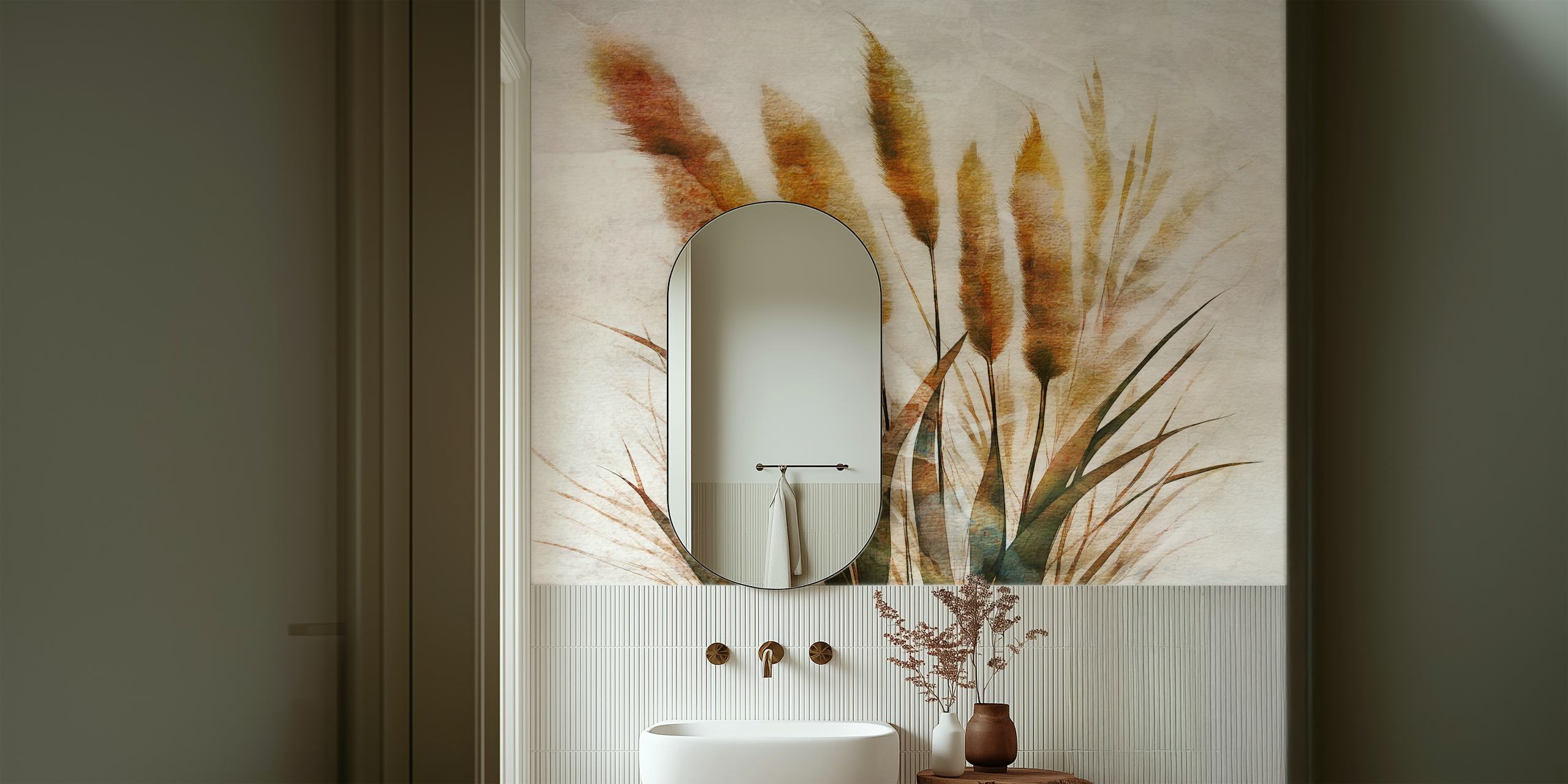 Papel pintado Serene Grass Land en una habitación