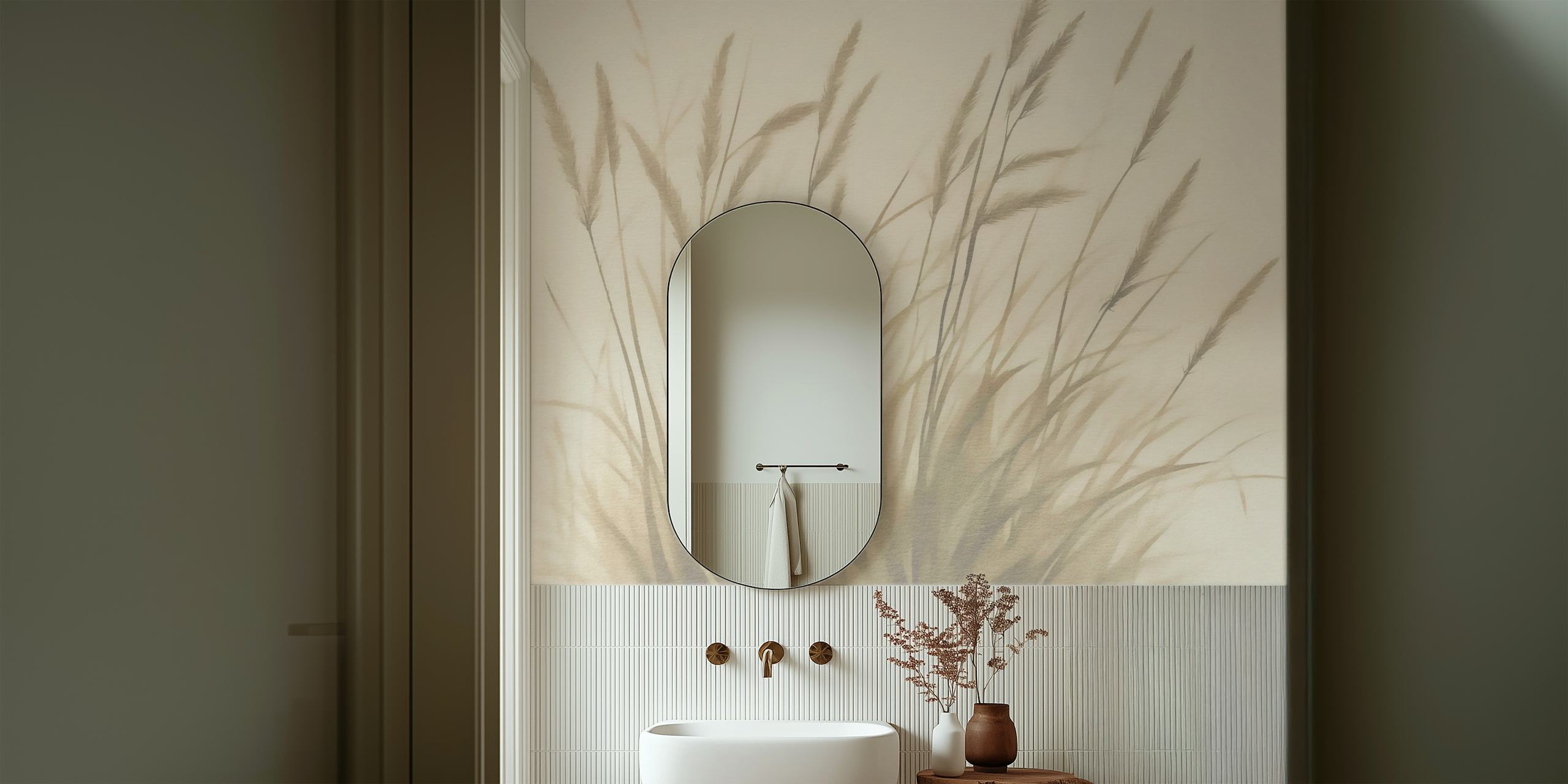 Natural Neutral Soft Grass design della carta da parati