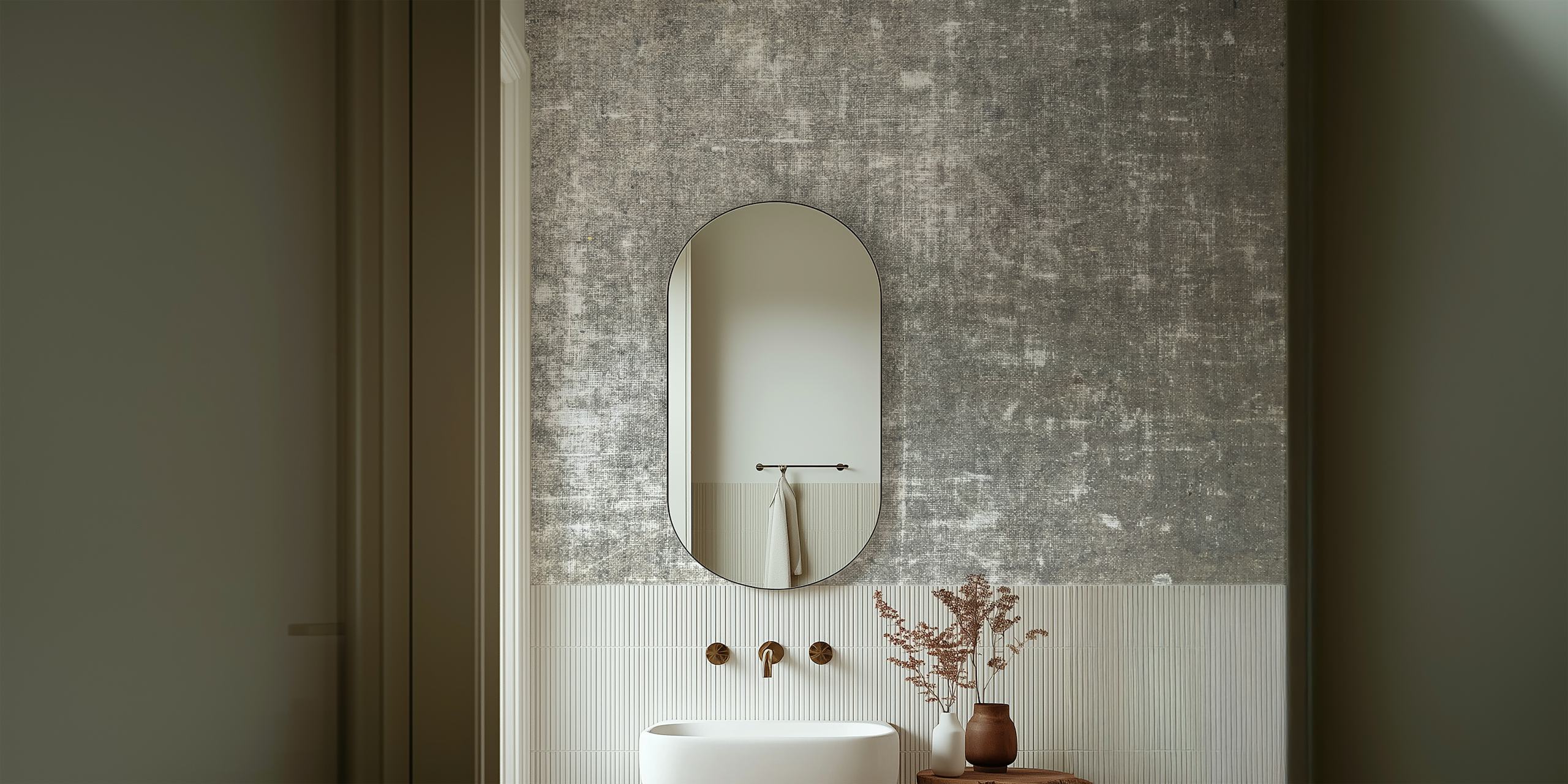 Gray textured antique linen wallpaper