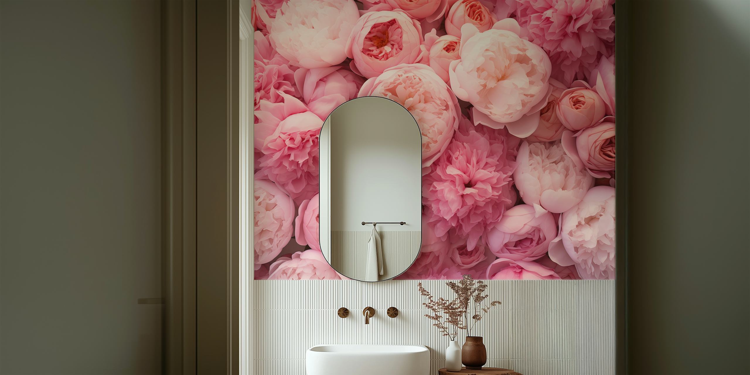Floral pattern in shades of pink and white wallpaper