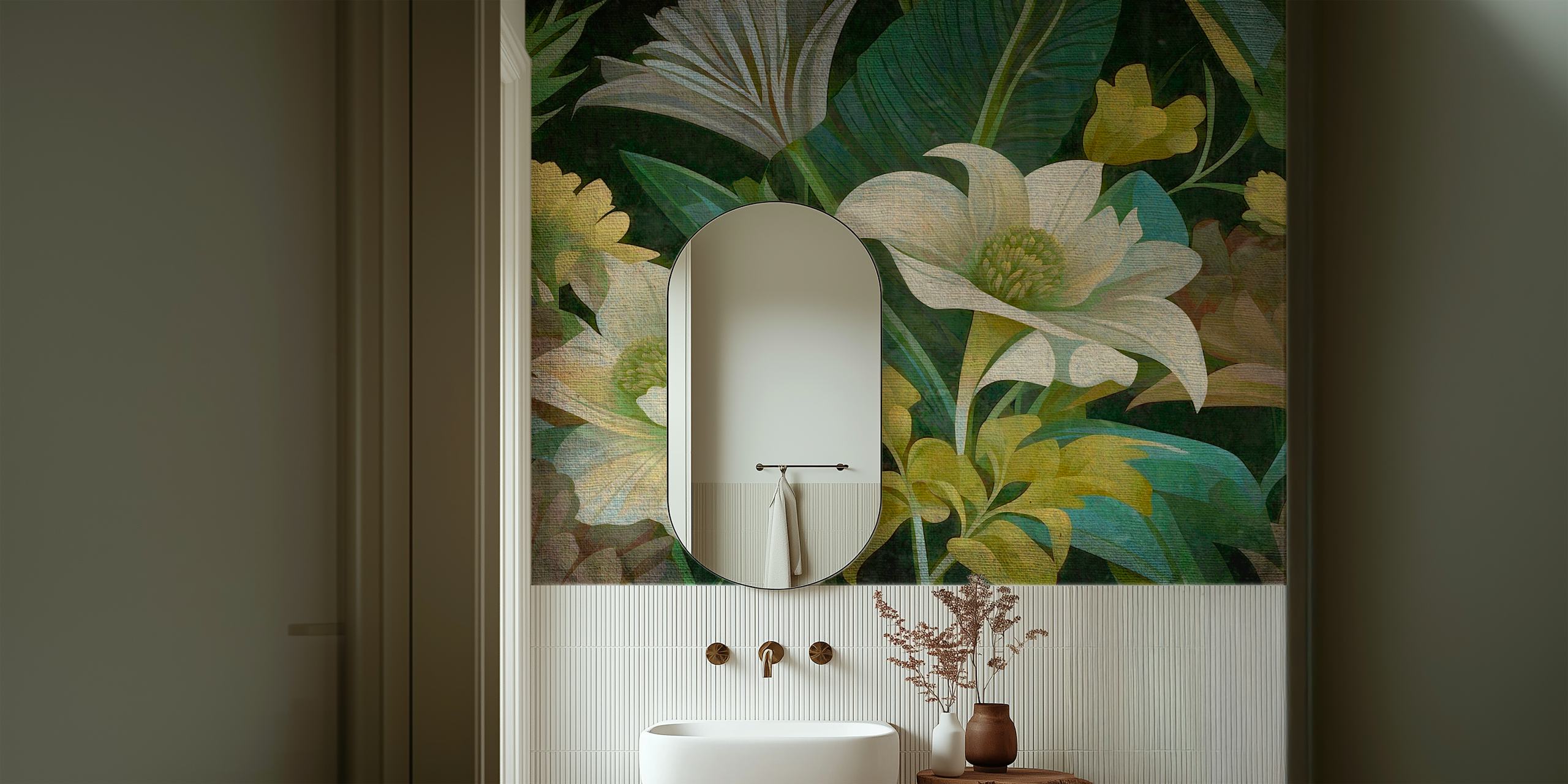 Art Deco Jungle Flowers tapet i et rum