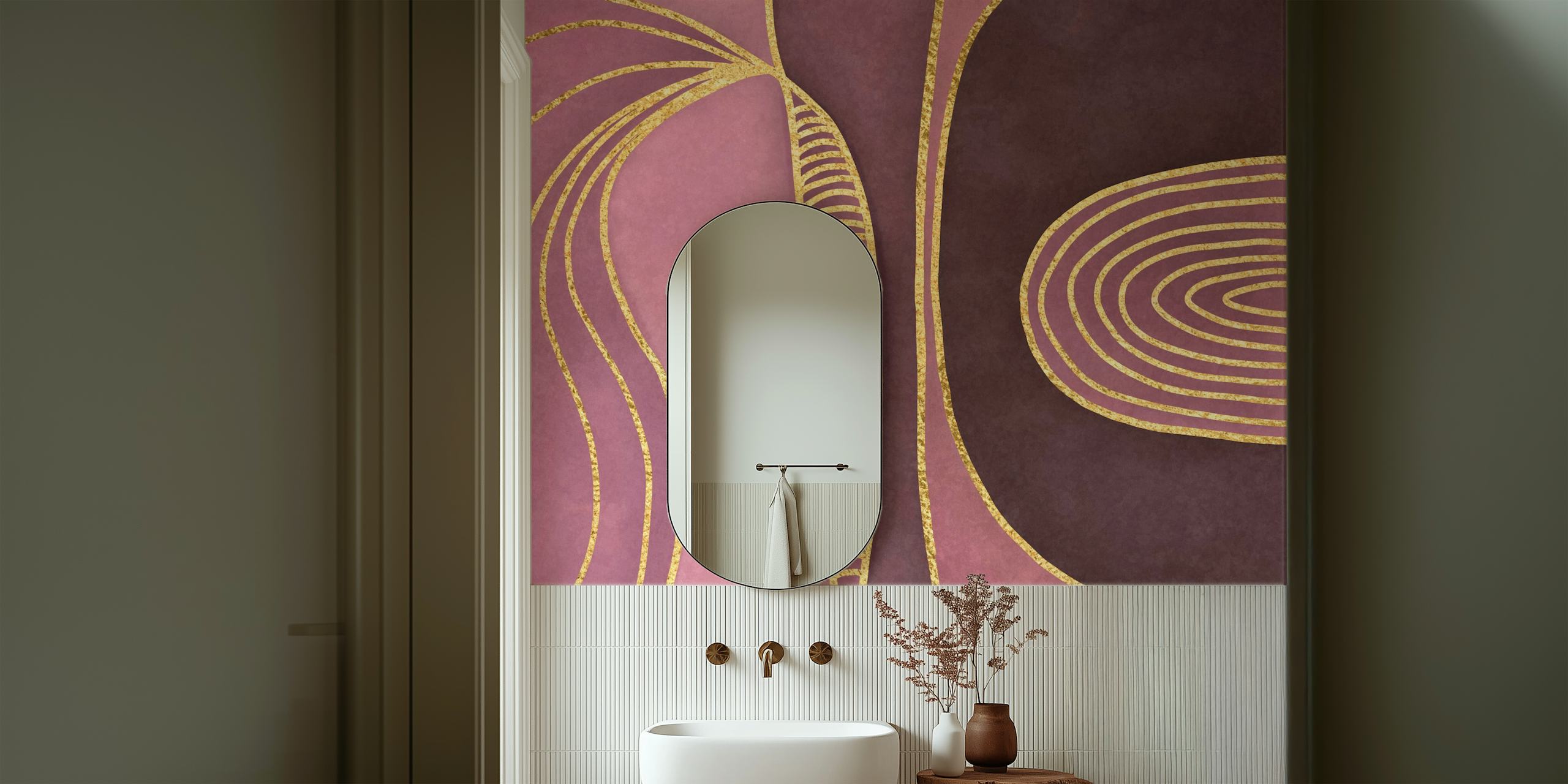 Tapeta Mid century art v stylovém pokoji
