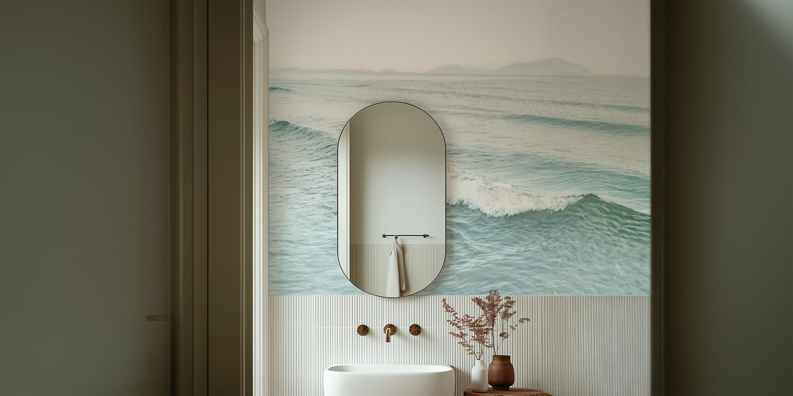 Sea wave wallpaper in a coastal setting