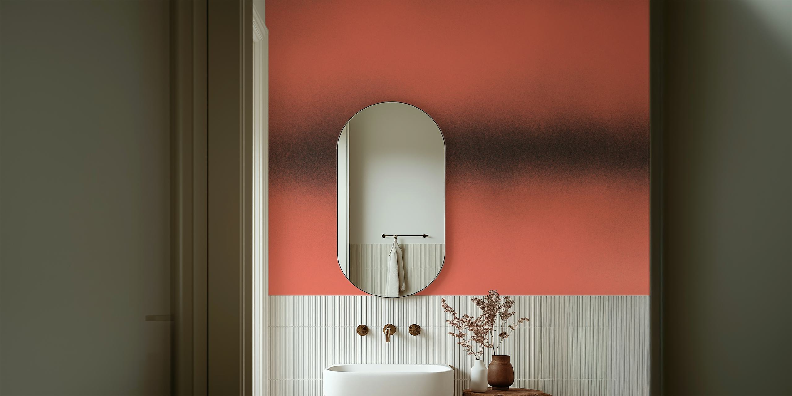 Black and coral abstract gradient wallpaper