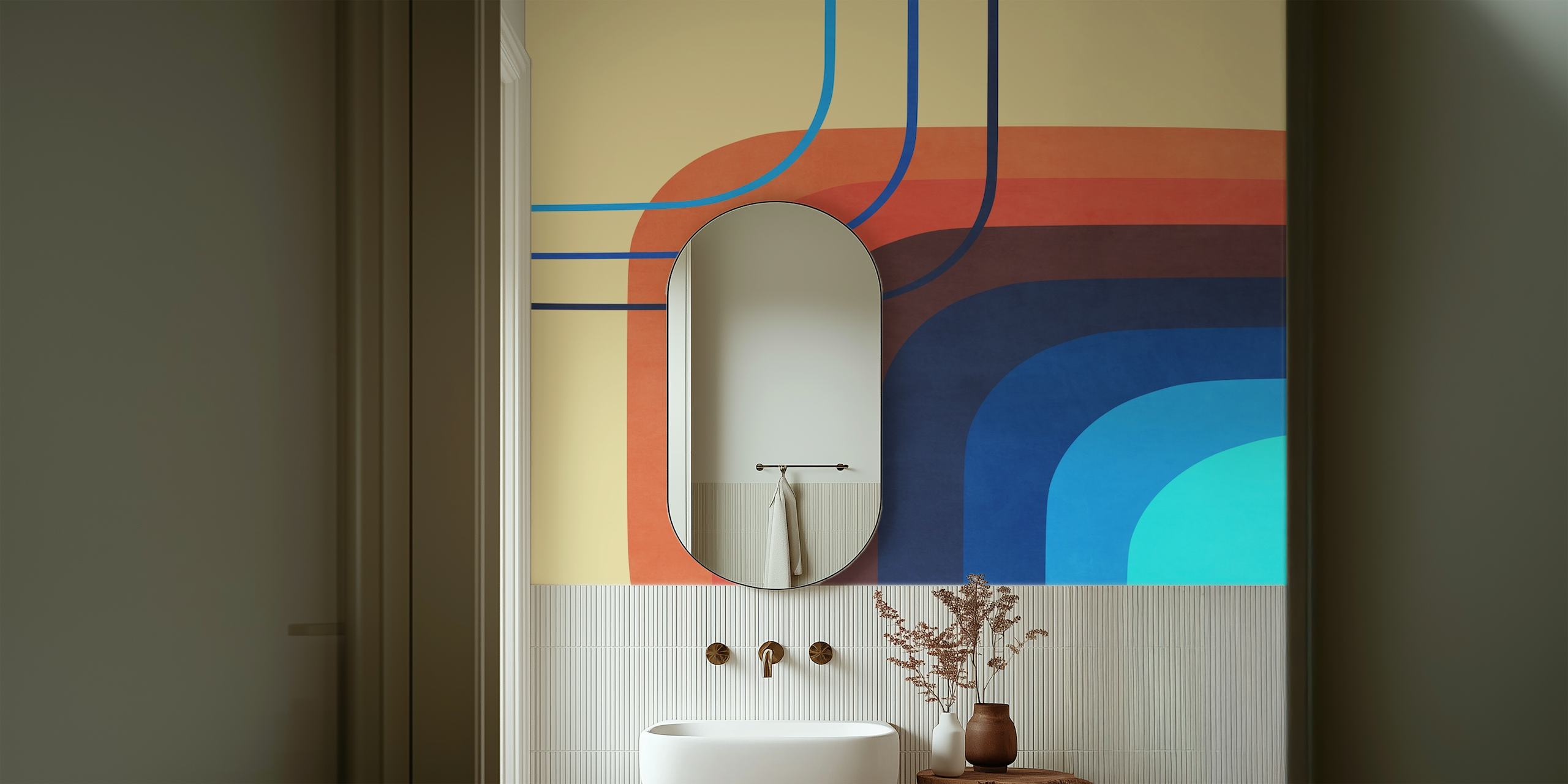 Diseño de papel pintado colorido en una habitación