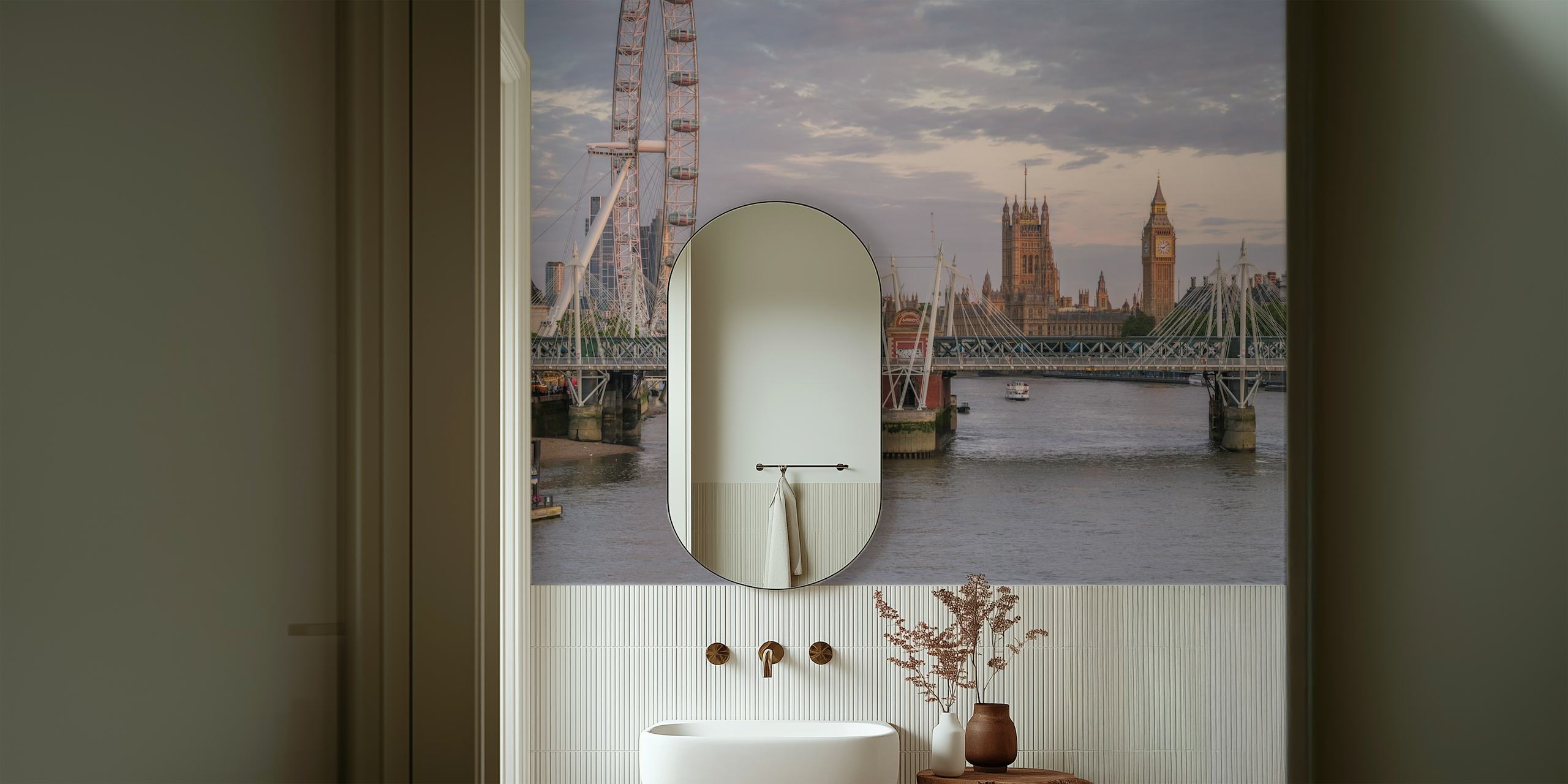 Τοιχογραφία της Golden Jubilee Bridge με το London Eye και τον Big Ben