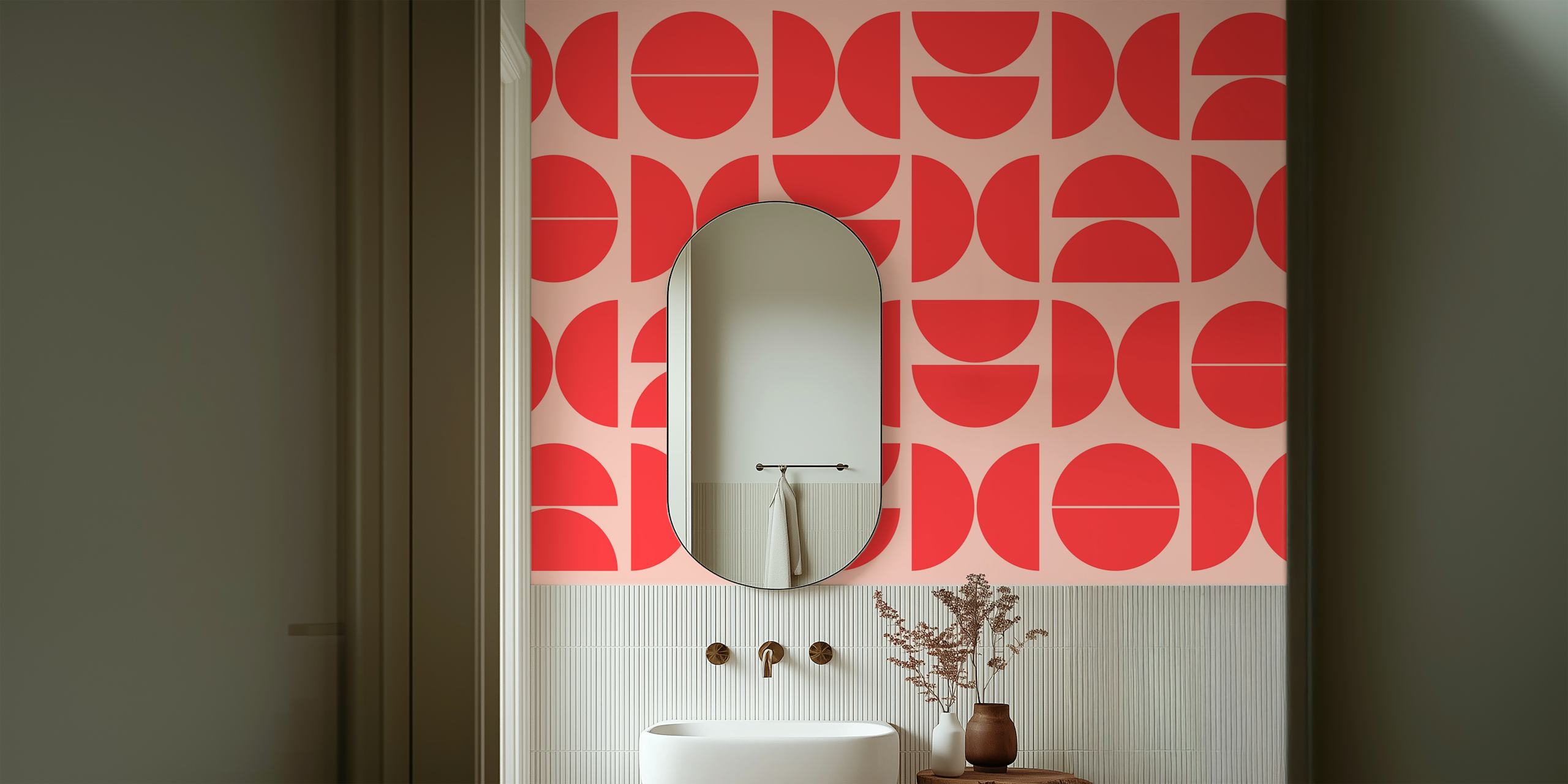 Happy Red Bauhaus wallpaper design