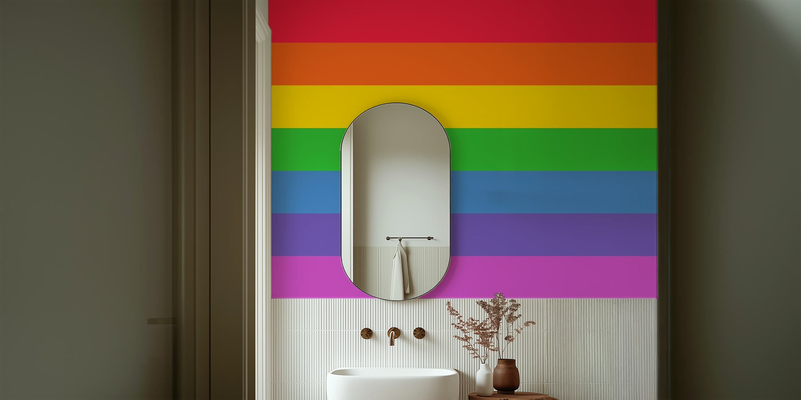 Rainbow Vibes Mural en una habitación