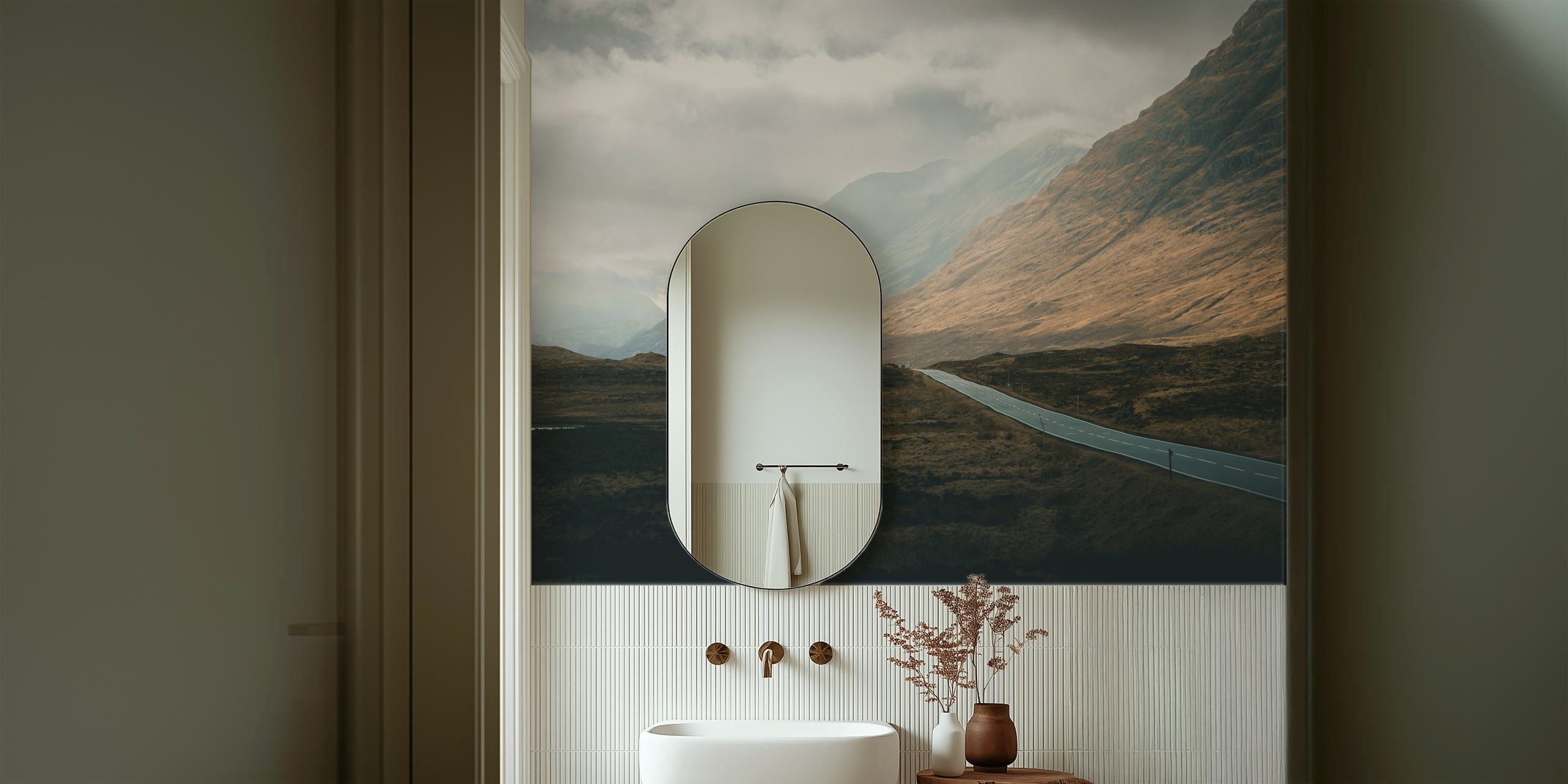 Scottish Highlands-tapet i et rum