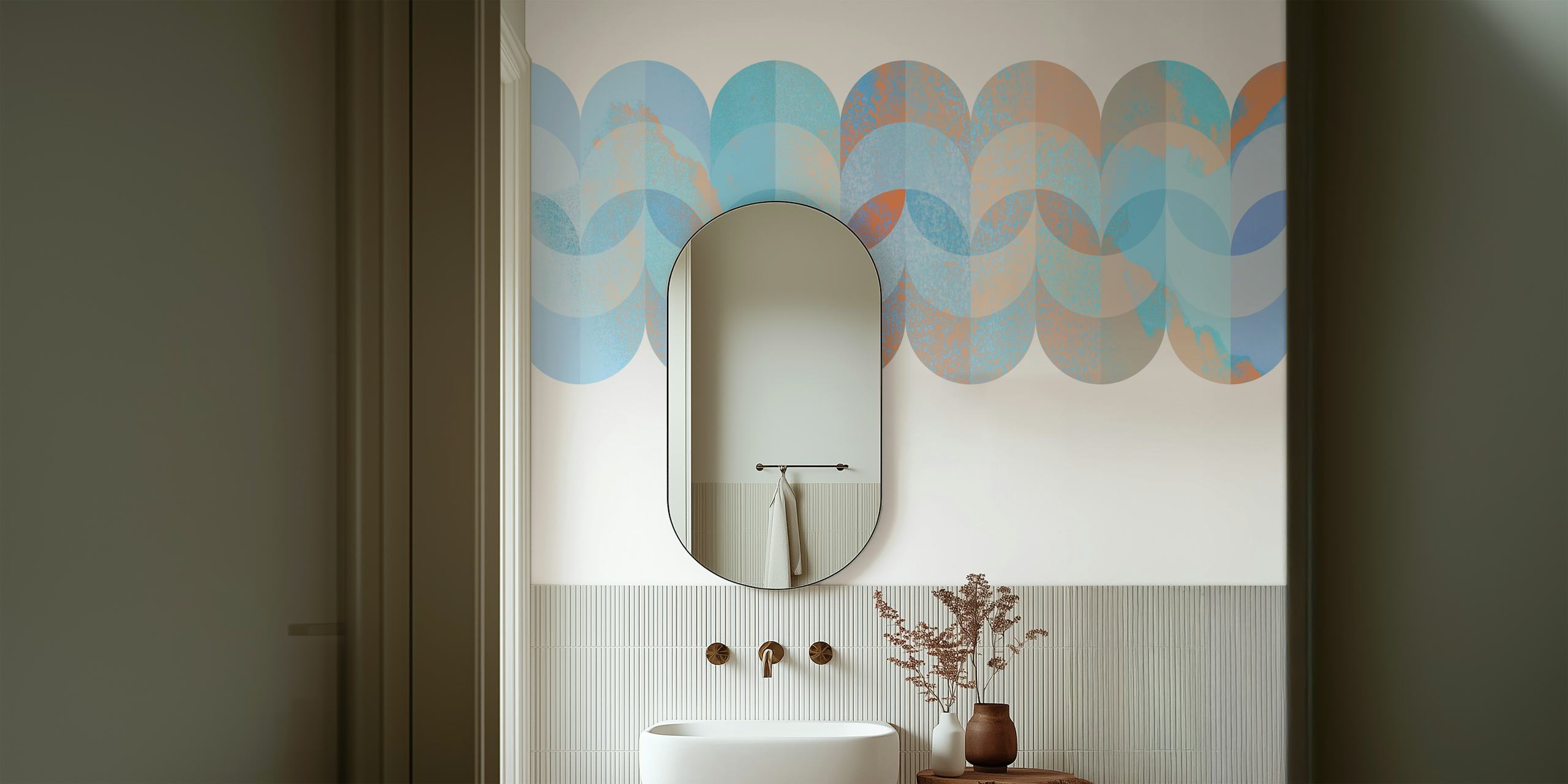 Vivid Sea Foam Mid Century Wallpaper i et rum