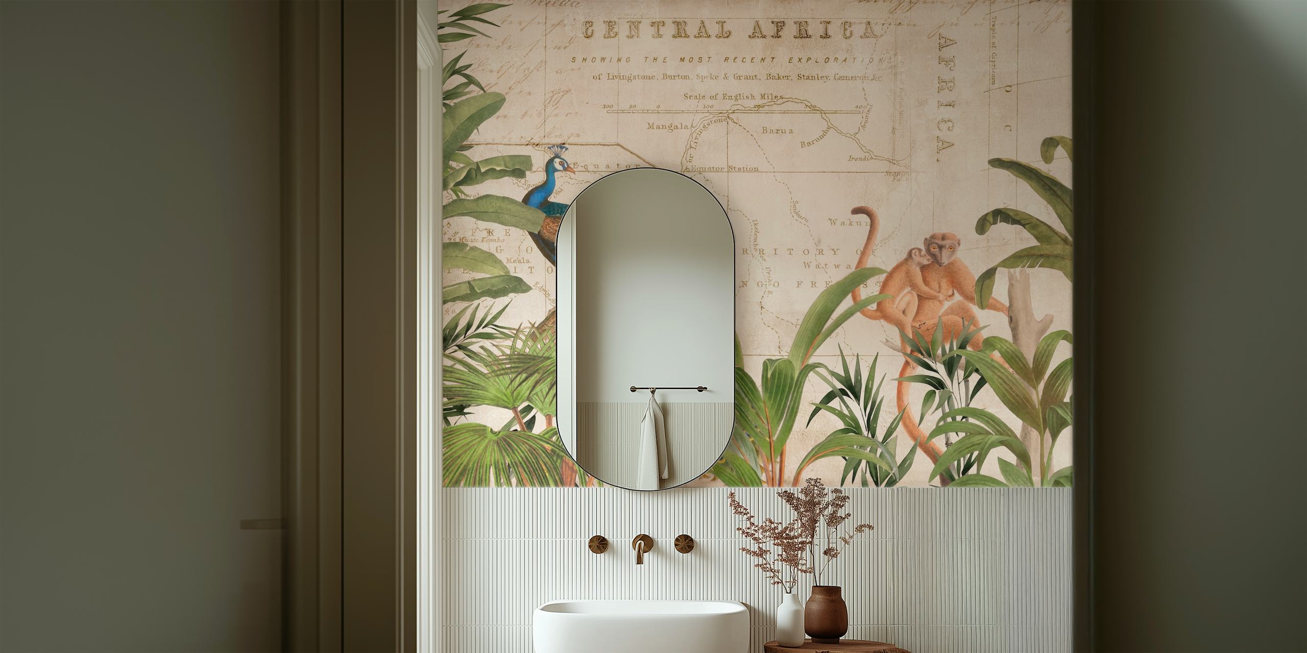 Africa Vintage Wildlife wallpaper in a room