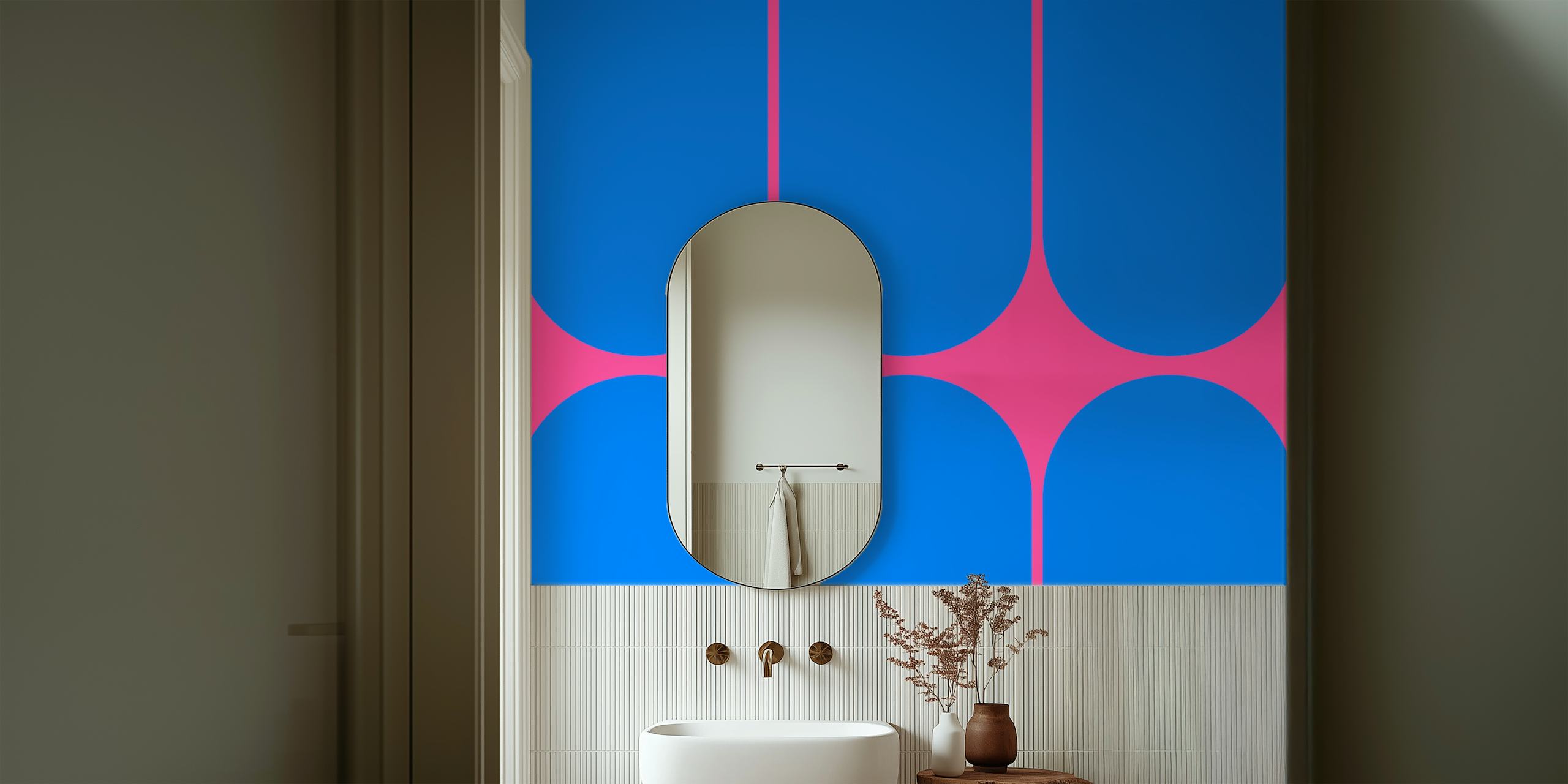 Ταπετσαρία Vivid Mid-Century Minimalist Geometry σε ένα δωμάτιο