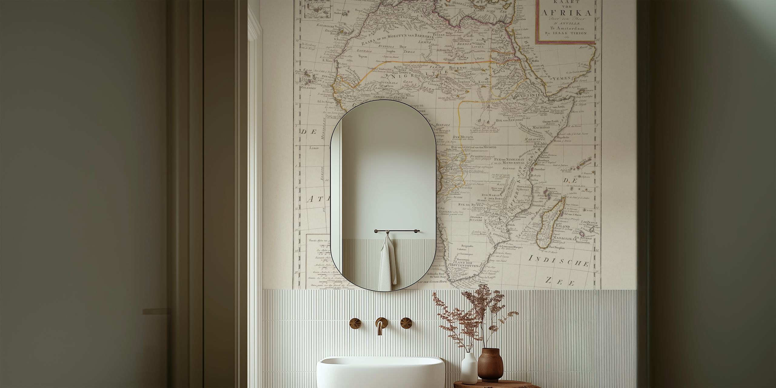 Vintage Africa Map wallpaper in a room