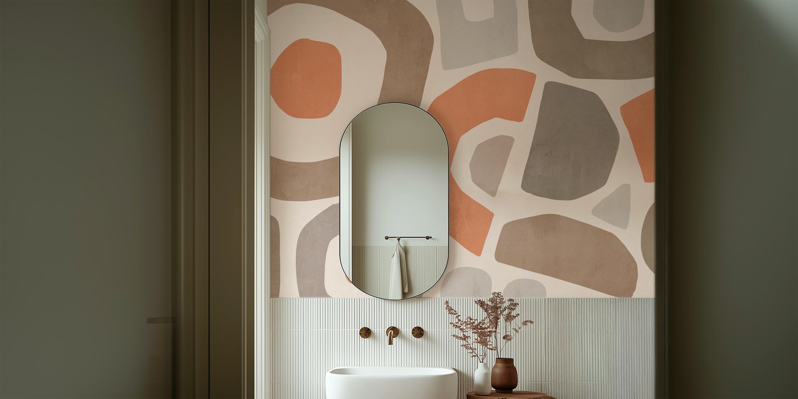 Abstract brown terracotta wallpaper i rommet