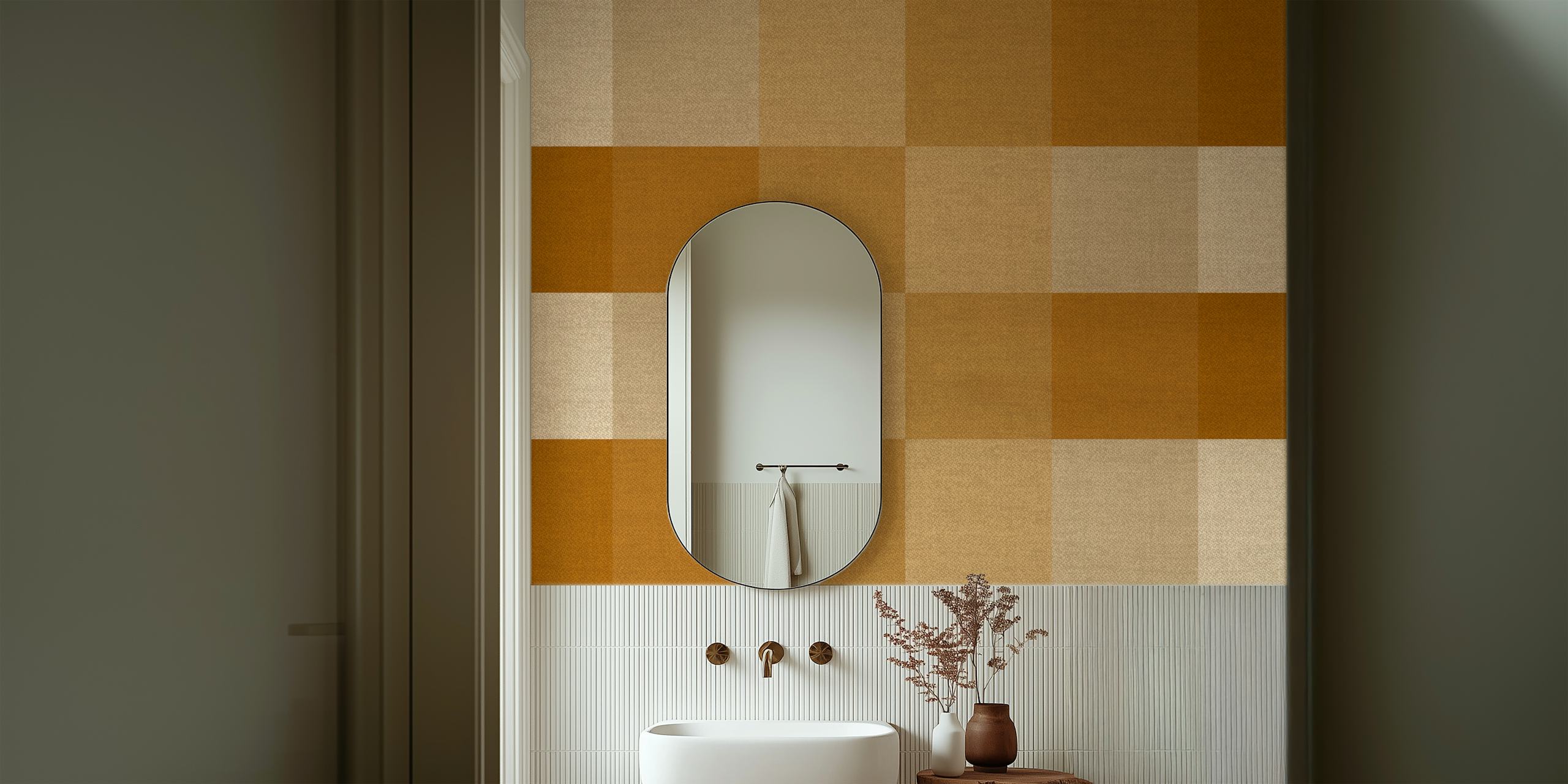 Braunes Karo Muster in verschiedenen taupe und beige Tönen Tapete