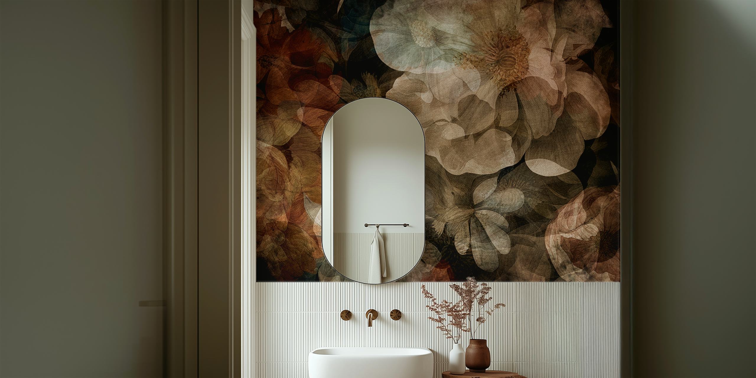 Moody Fall Flowers em um quarto