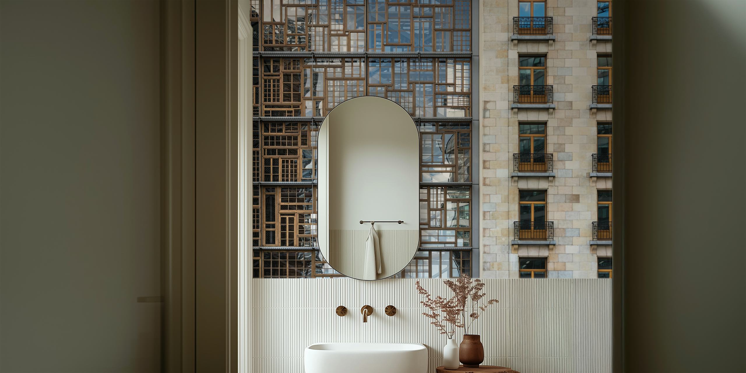 Papel tapiz mosaico ventana en un interior moderno