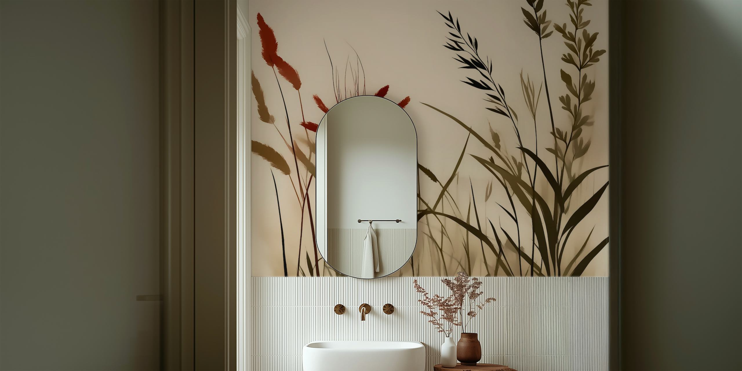 Decorazione murale scandinava con fiori giapponesi con sagome botaniche