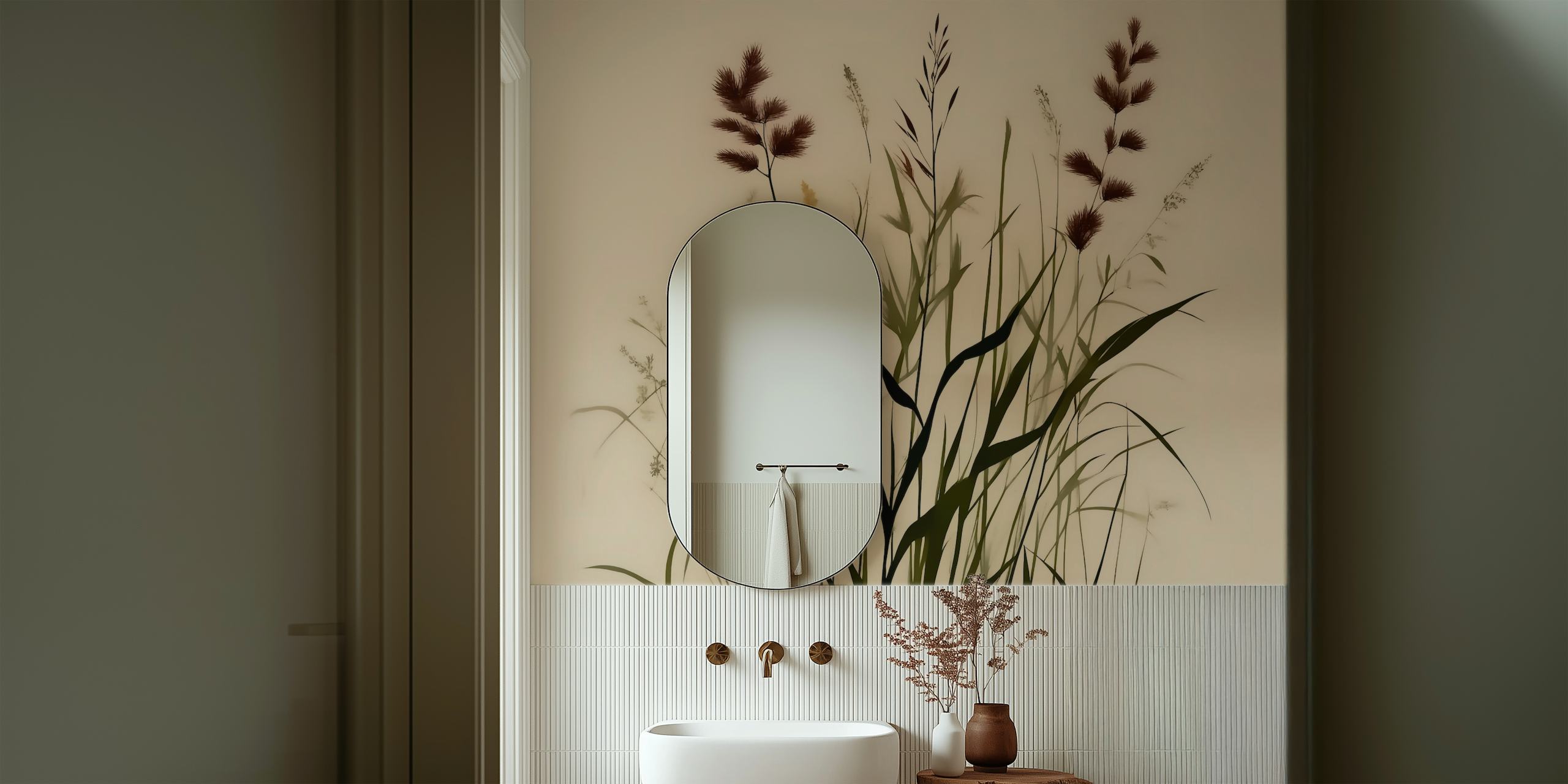 Scandinavian Japandi Floral wallpaper in a room