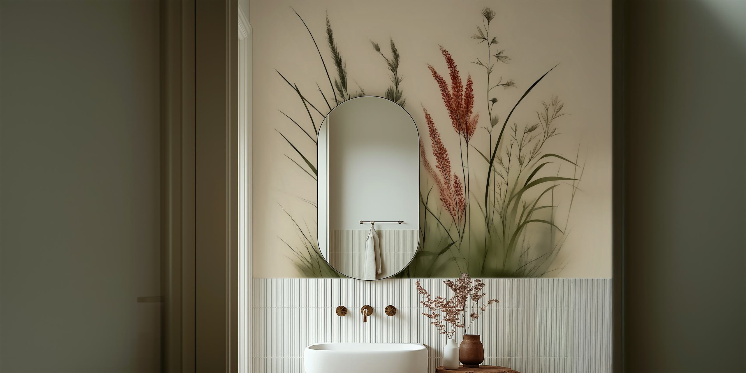 Moody Japandi Floral tapet i et rom