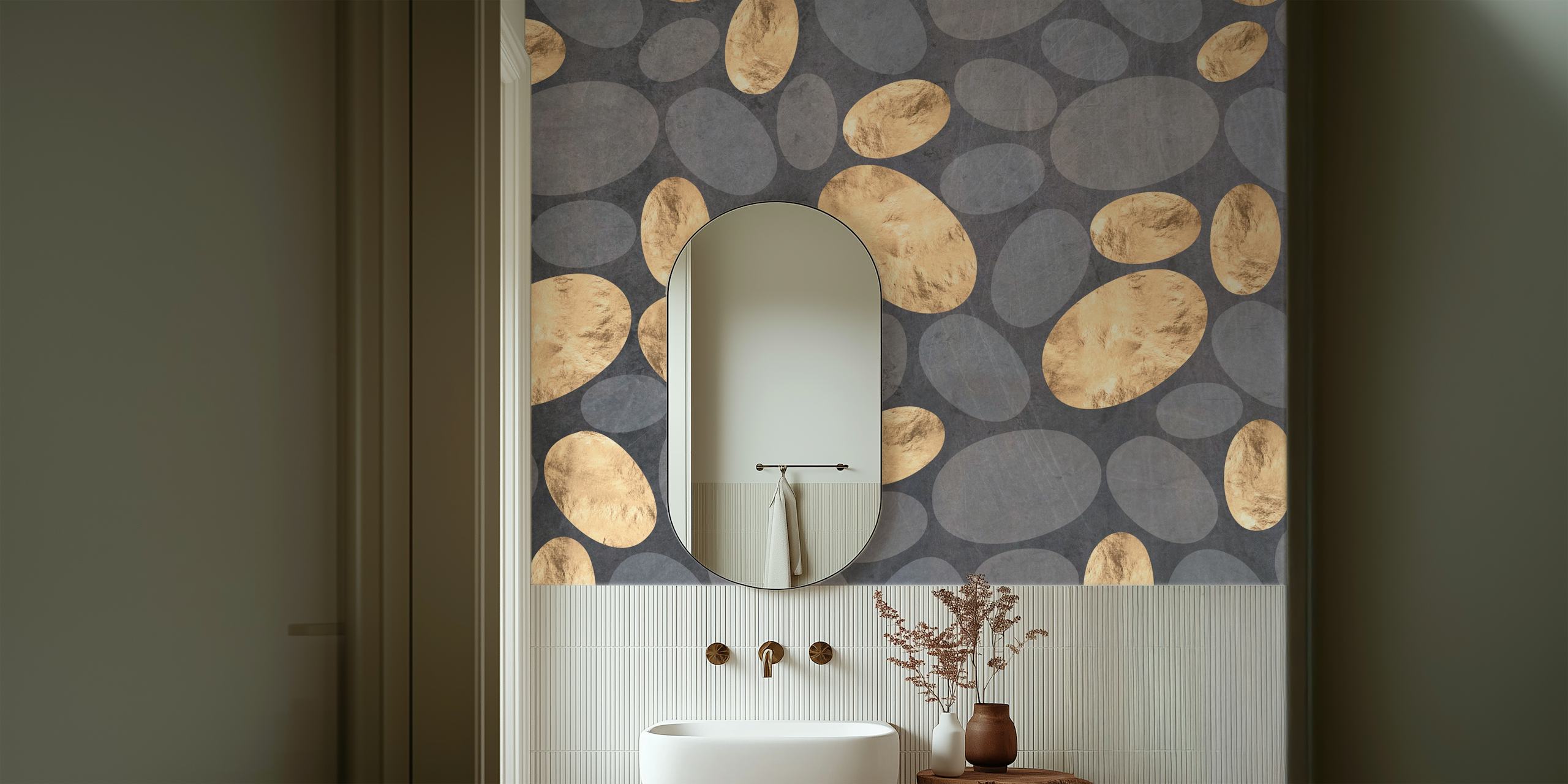 Golden and Indigo Eggs tapetdesign i et rom