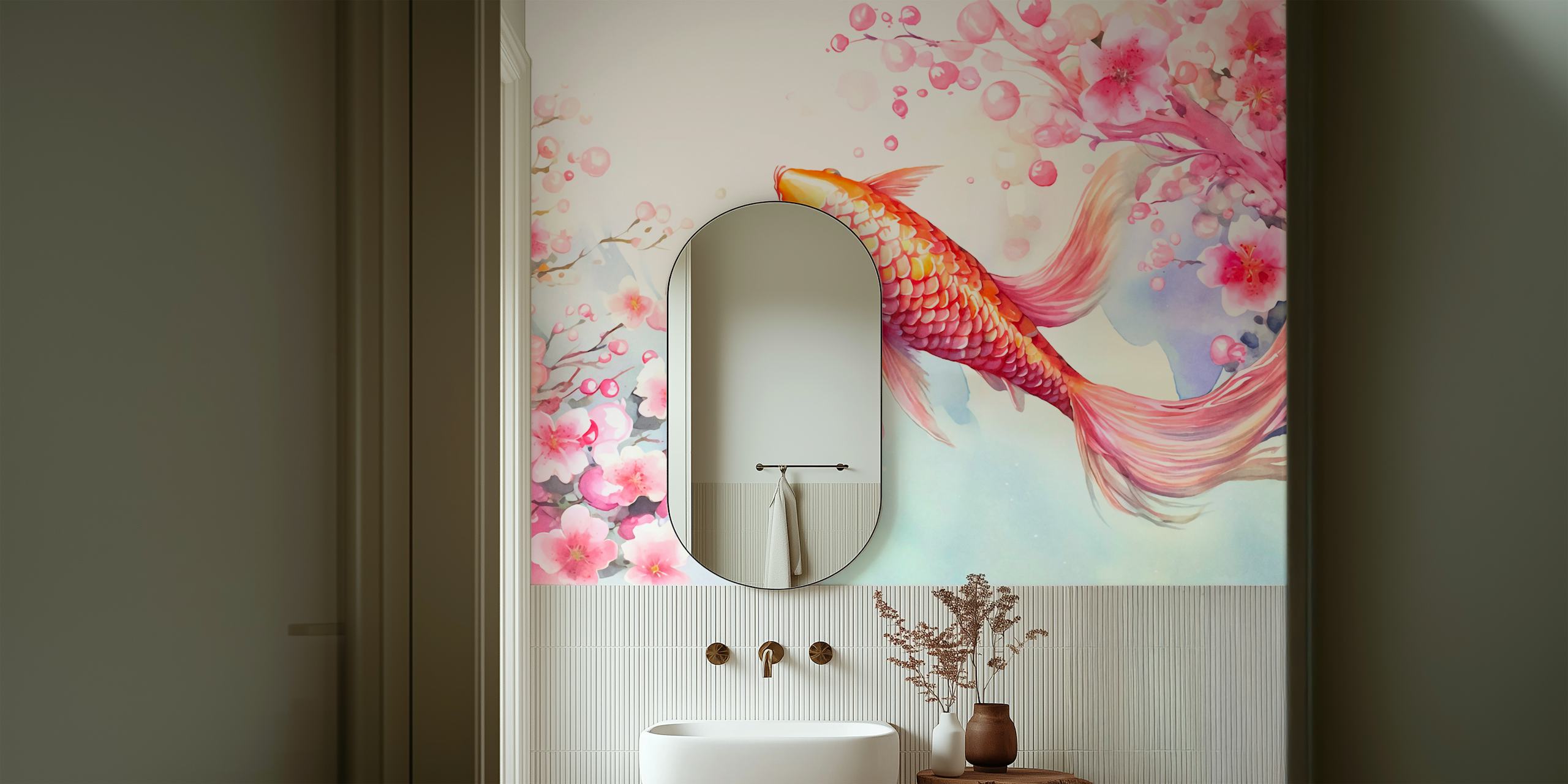 Whimsy Koi Flower Pond tapetdesign