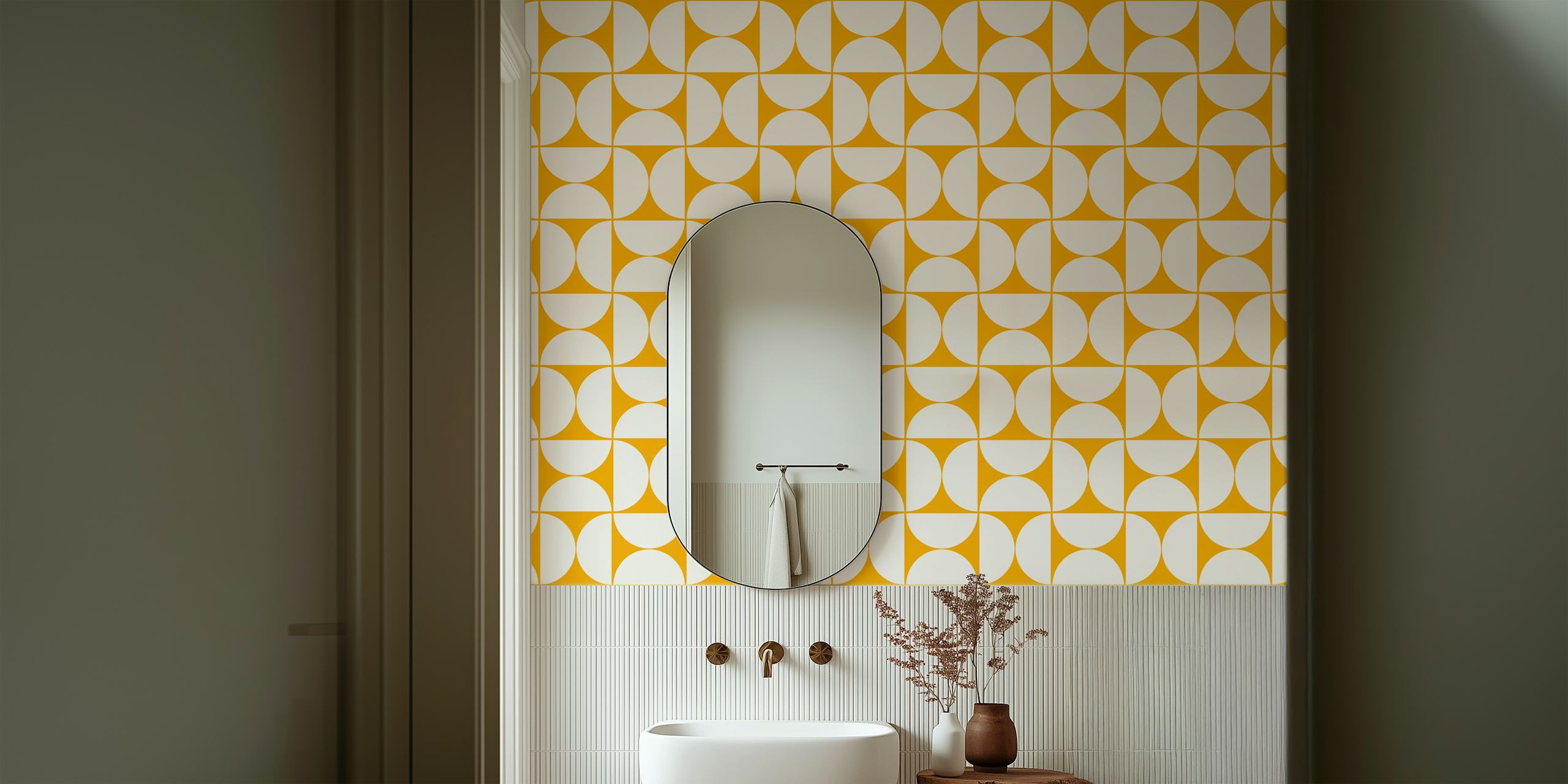 Mid-Century Modern pattern wallpaper in a room