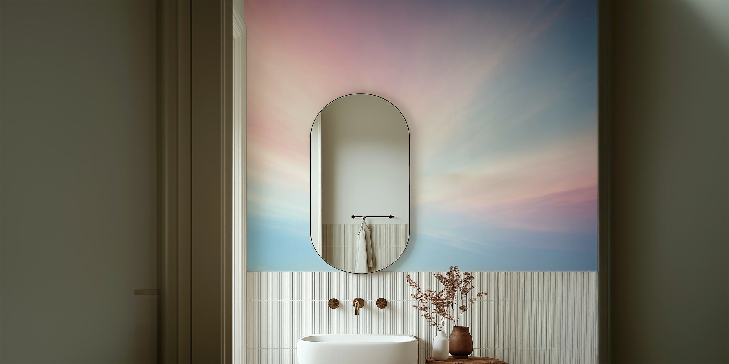 Blue and pink gradient sky mural wallpaper