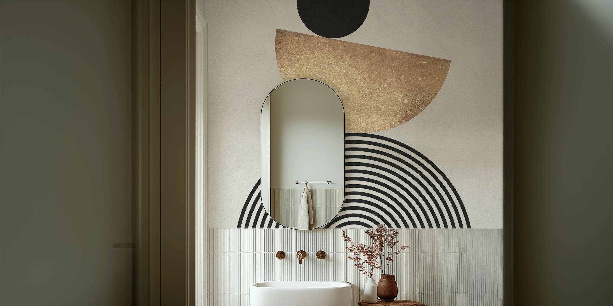 Black and gold geometric wallpaper design